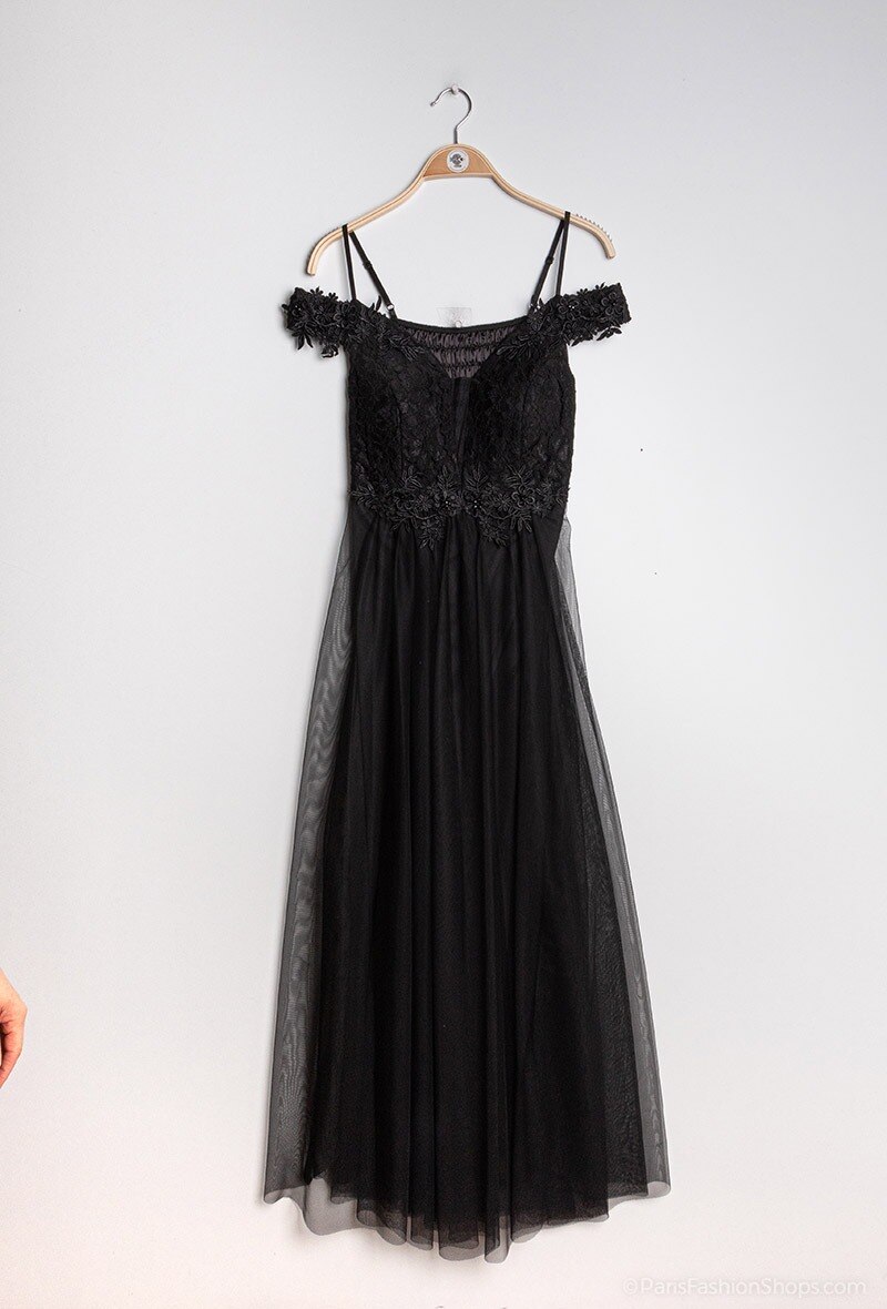 Großhändler Marie June - Abendkleid mit Spitze und elastischen Blumen