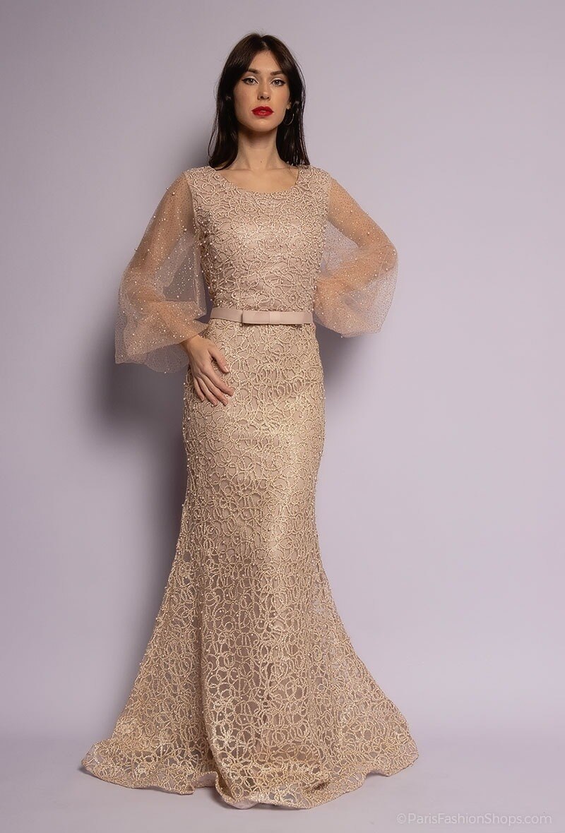 Wholesaler Marie June - Sparkly dress with pearls and embroidery