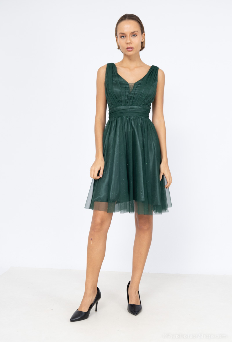 Grossiste Marie June - Robe de soirée en tulle pailletée