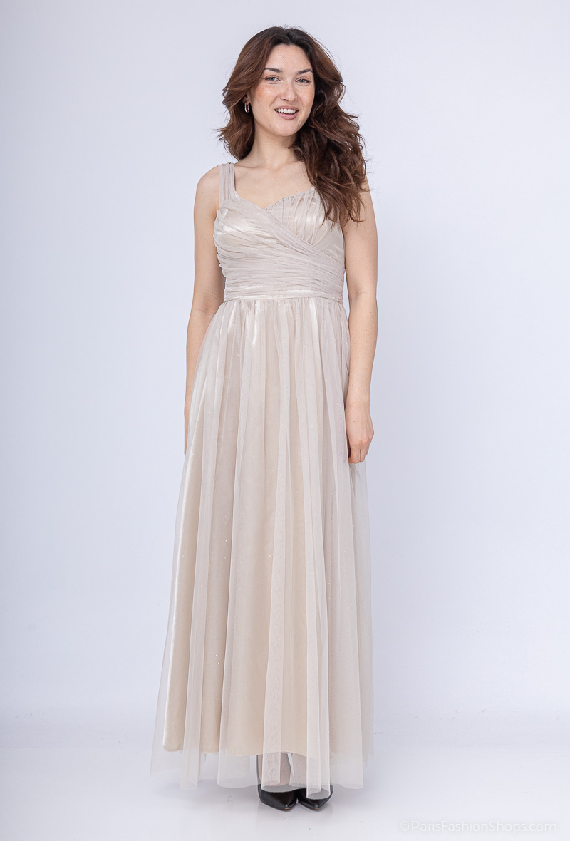 Grossista Marie June - Abito da sera in tulle ricamato di paillettes
