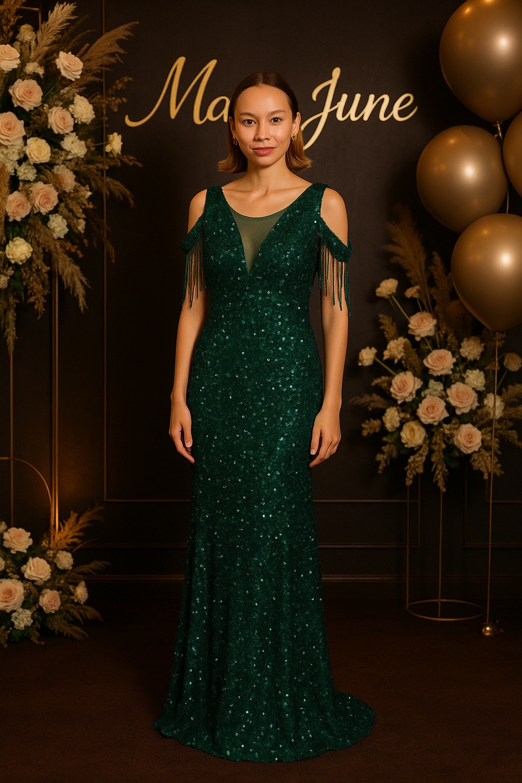 Wholesaler Marie June - Long sequined evening dress