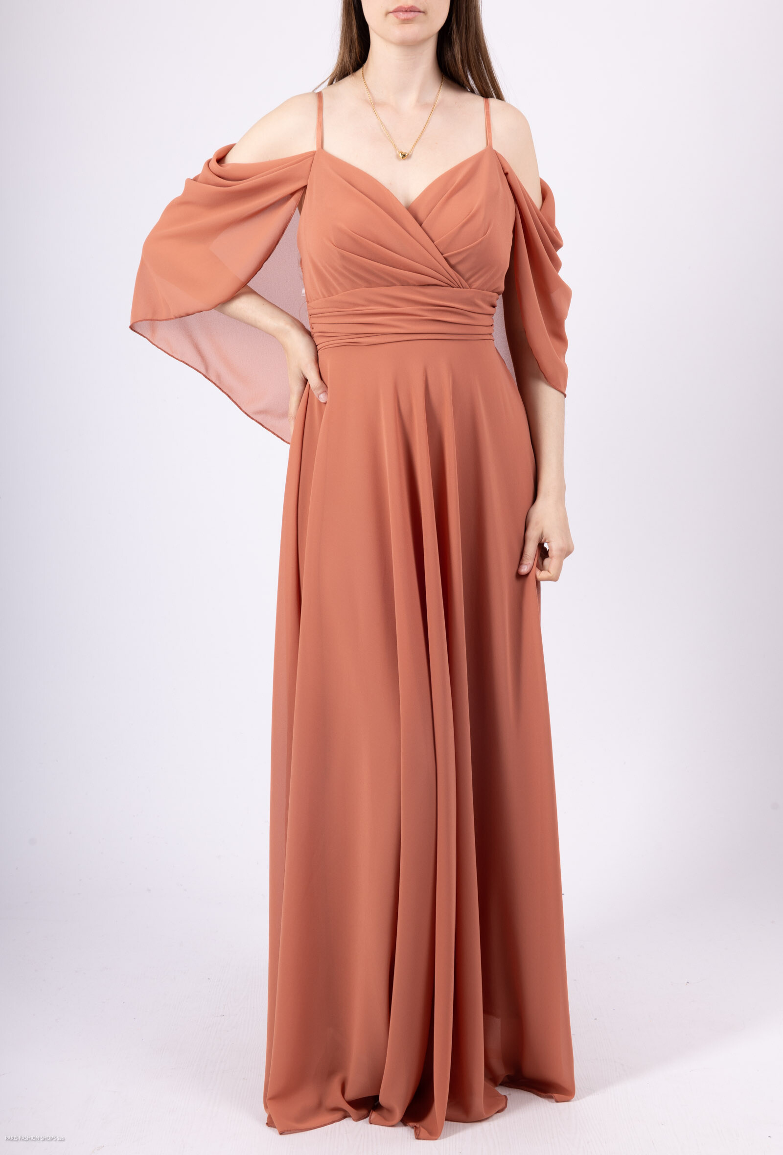 Grossiste Marie June - Robe de soirée cocktail smoké cape / demoiselle d'honneur
