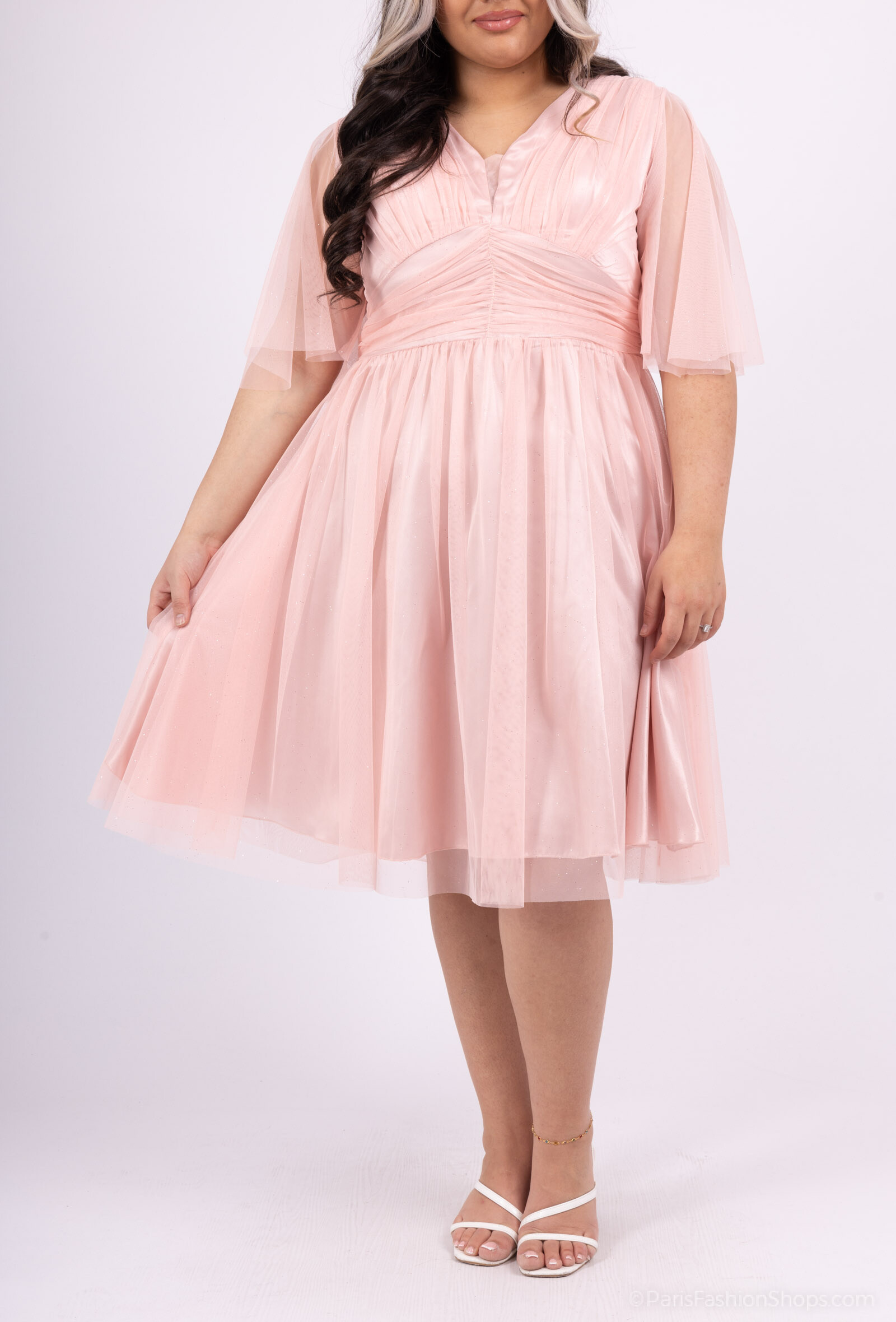 Großhändler Marie June - Großes kurzes Abendkleid im Glitzer Tüll