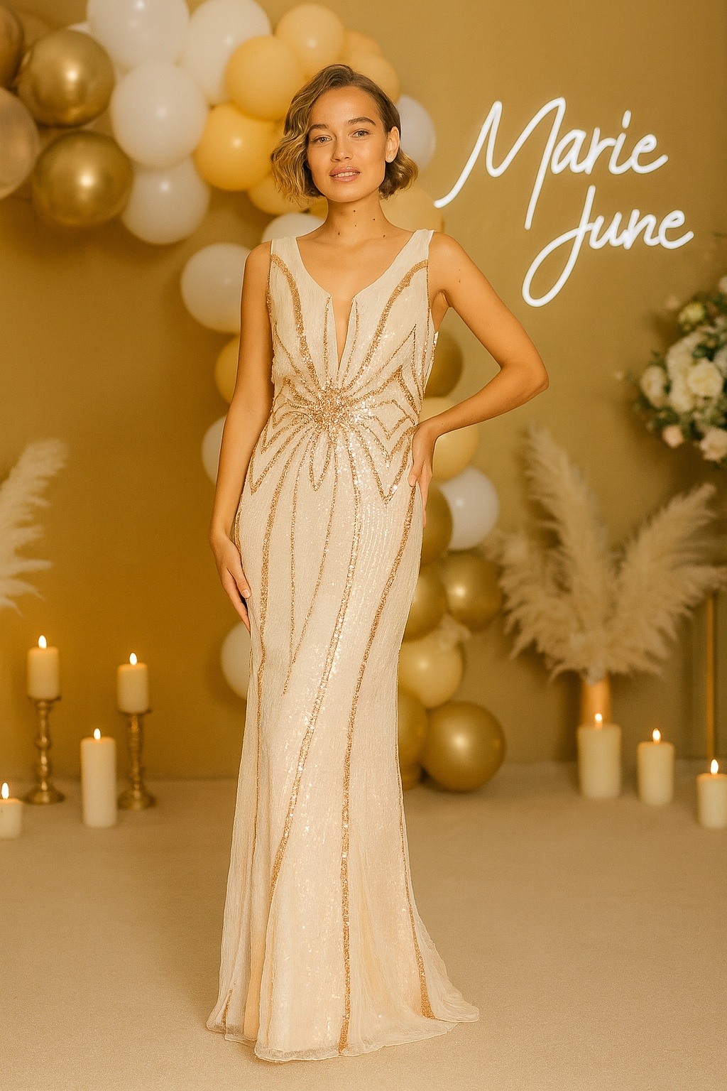 Wholesaler Marie June - Long sequined evening dress