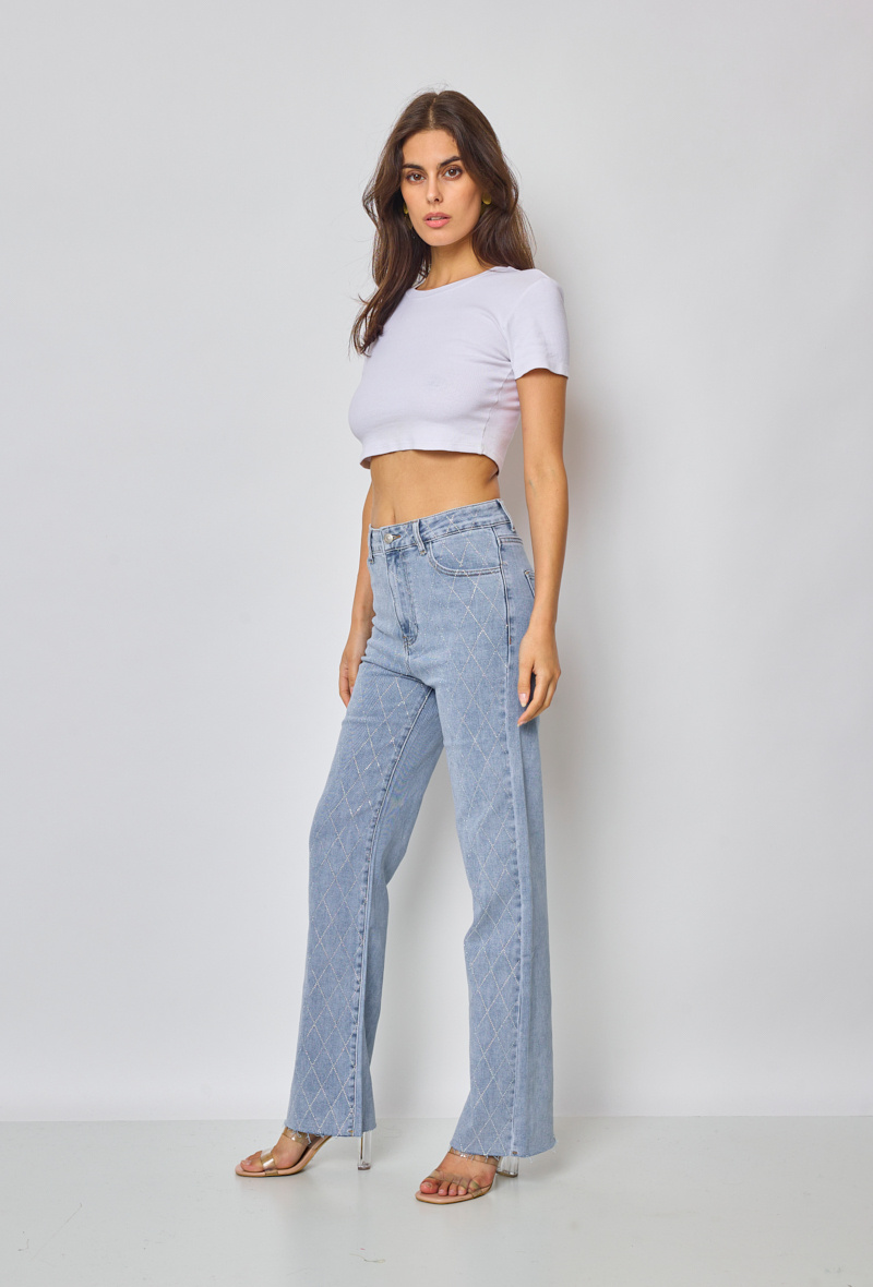 Wholesaler Marivy - Wide jeans with rhinestones
