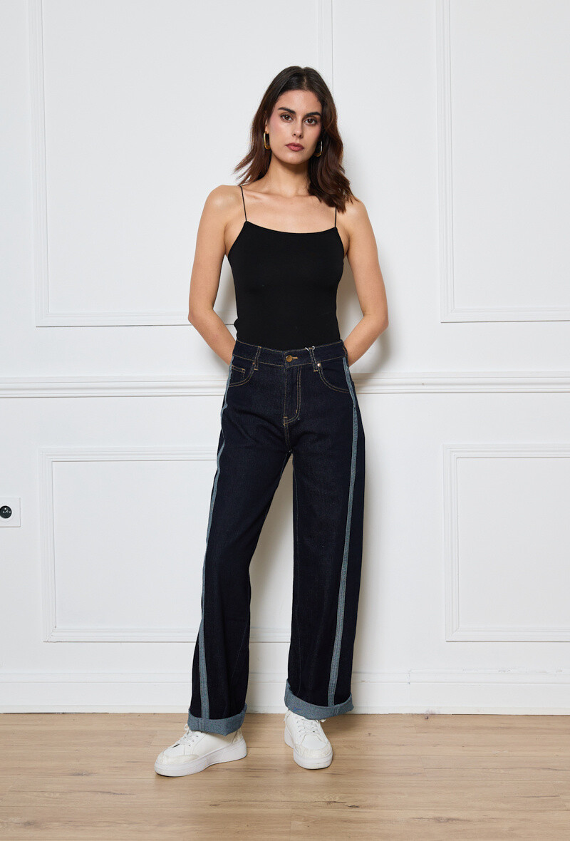 Wholesaler Marivy - Wide straight rolled up raw jeans