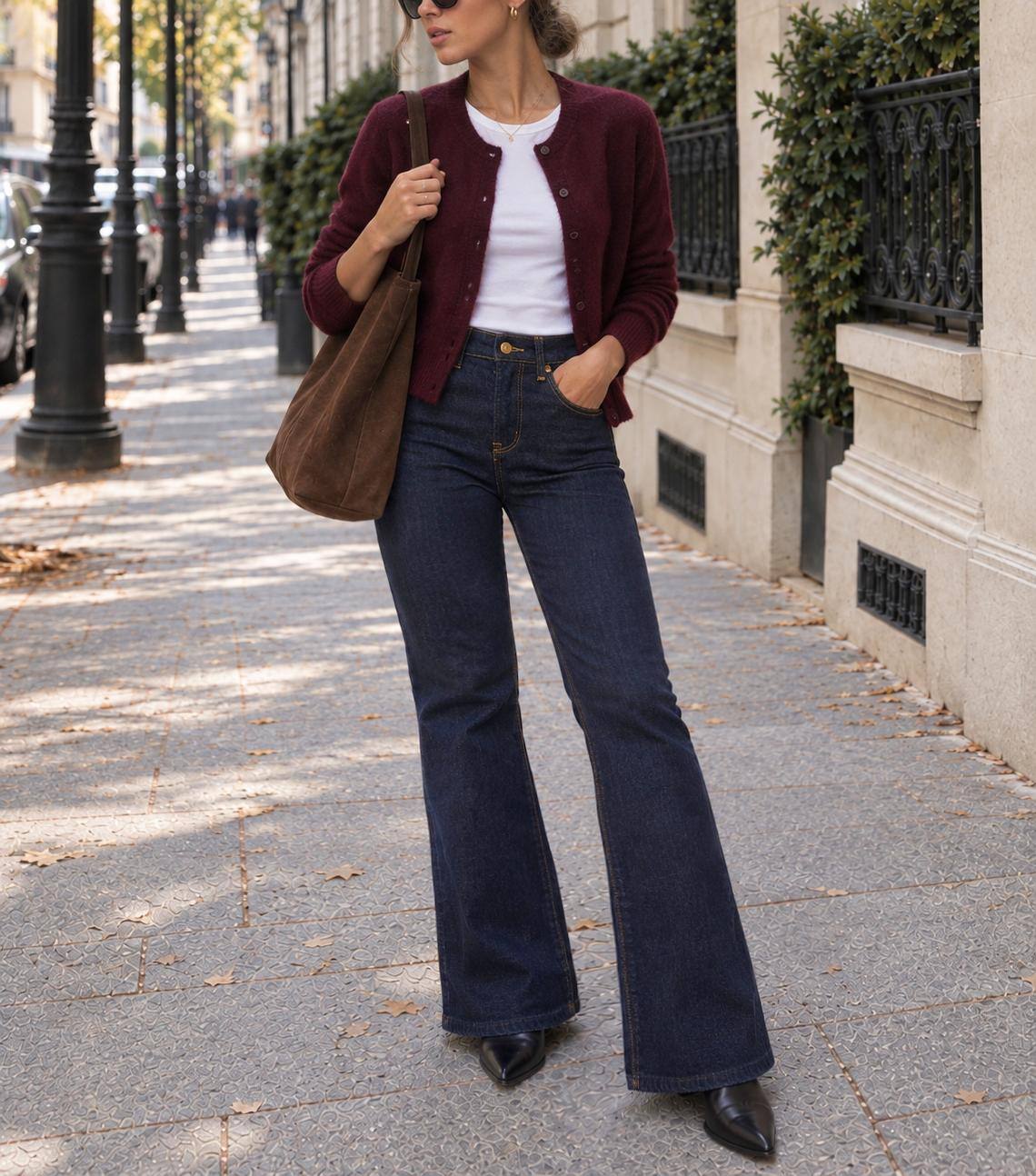 Mayorista Marivy - Vaqueros Flare Pierna de Elefante Azul Oscuro Denim Crudo