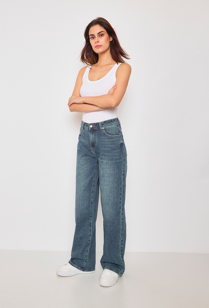 Wholesaler Marivy - Vintage faded wide tightly faded jeans