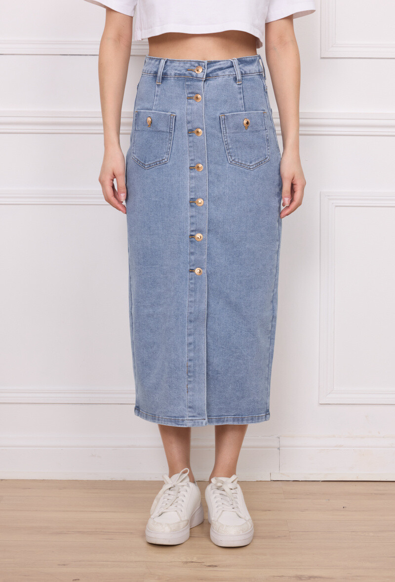 Wholesaler Marivy - Buttoned denim skirt