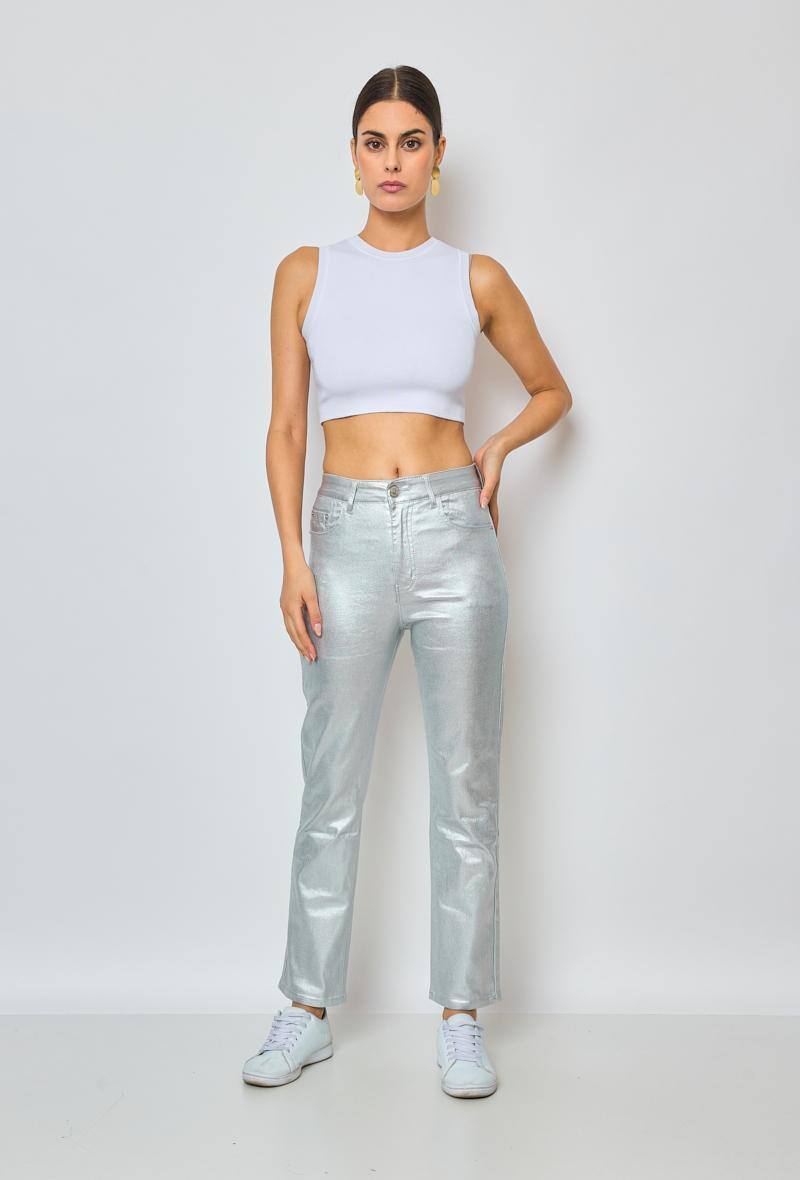 Wholesaler Marivy - Silver shiny straight pants
