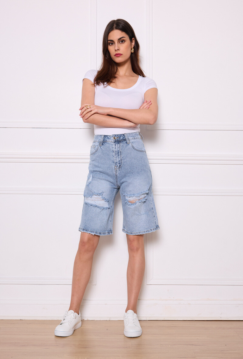 Wholesaler Marivy - Bermuda shorts torn stretch
