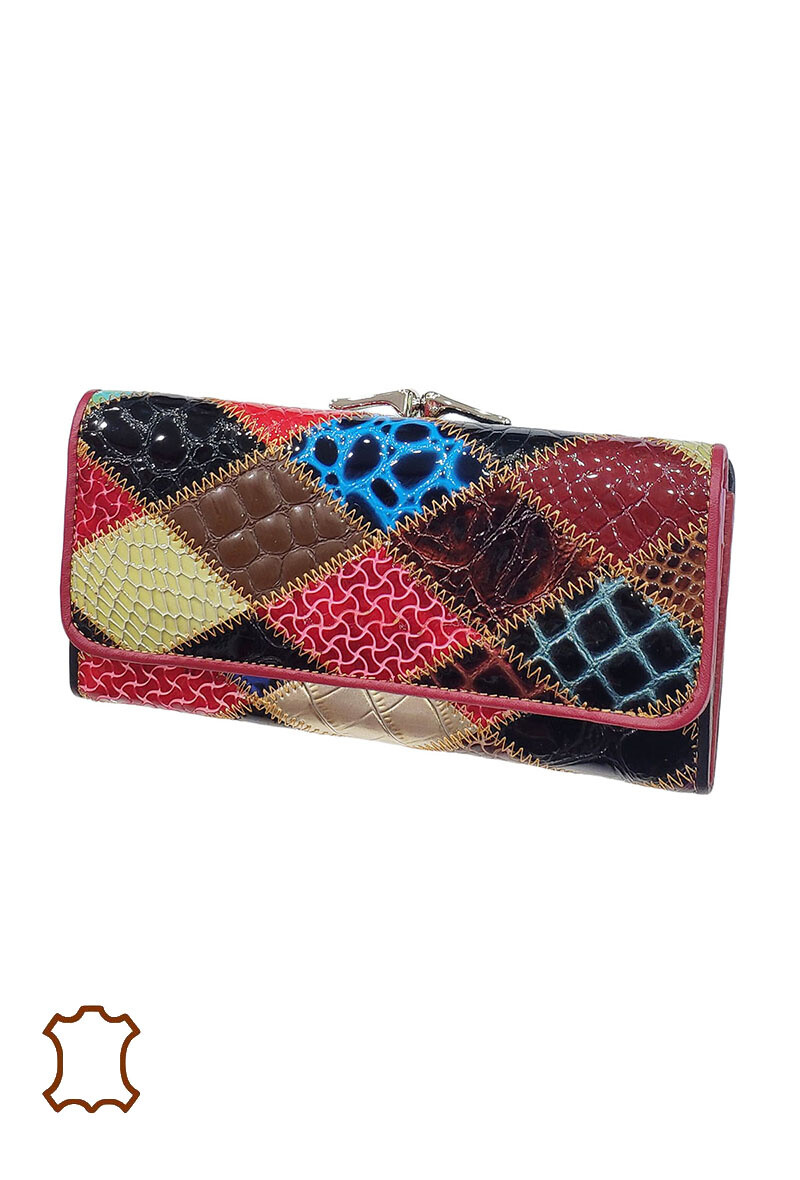Grossiste Maromax - Porte-monnaie patchwork cuir