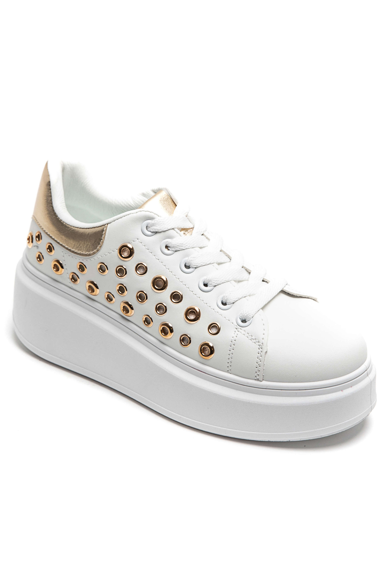 Mayorista Marquiiz - Zapatillas elegantes con cordones y perforaciones con tachuelas, con gruesas suelas de plataforma altas