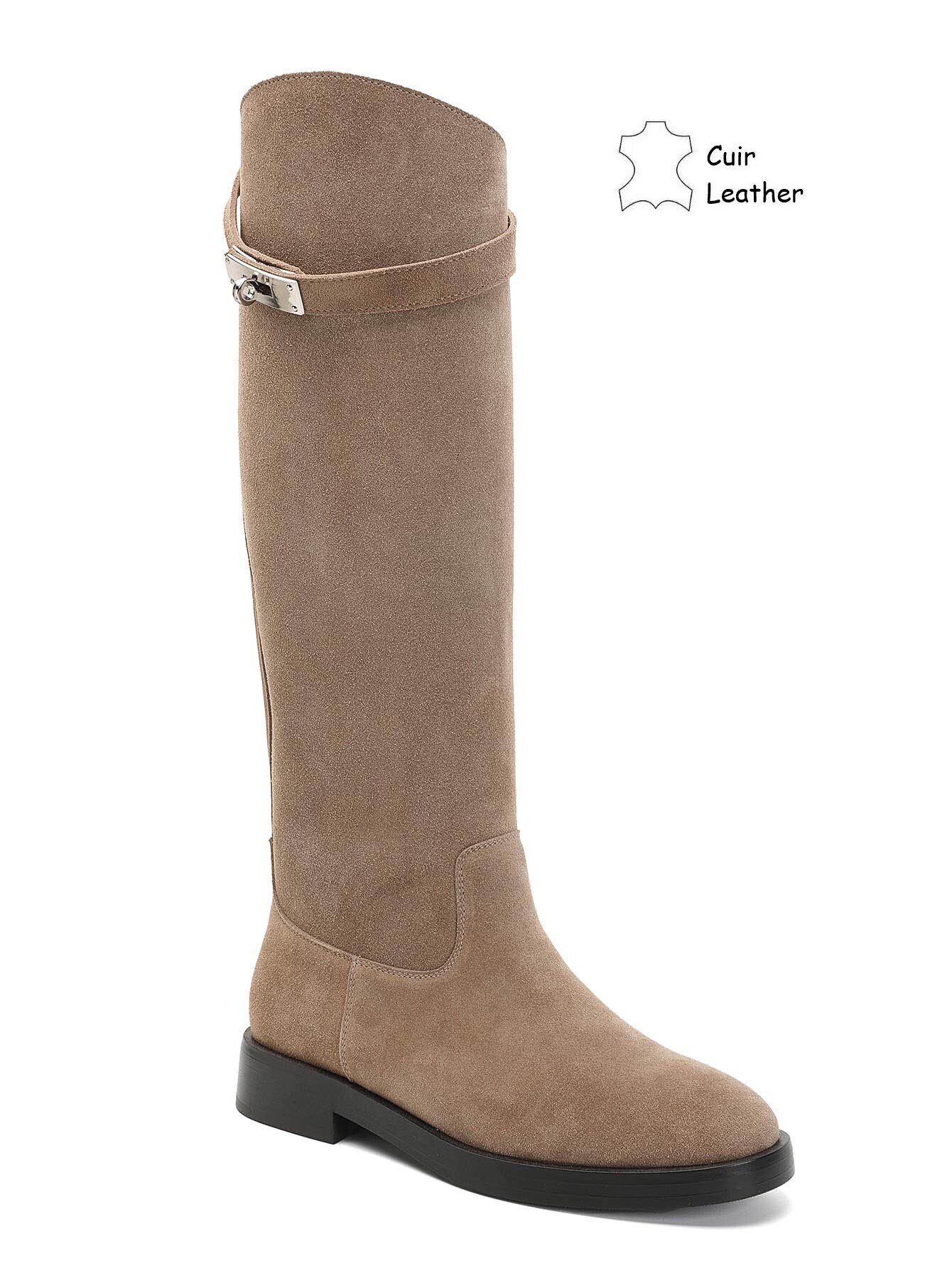 Wholesaler Marquiiz - Elegant equestrian-style boots with buckle strap and round toes