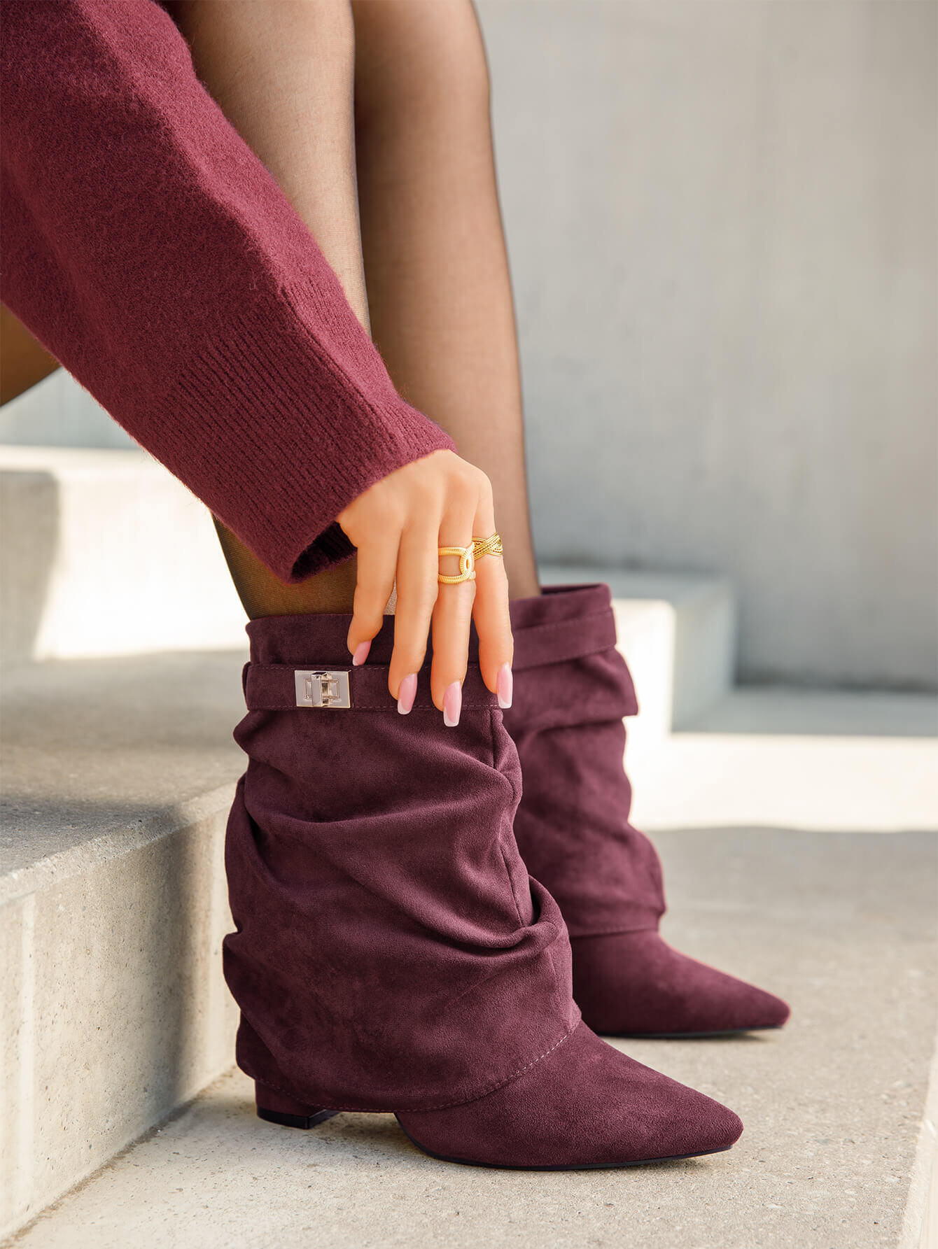 Grossiste Marquiiz - Bottines élégantes effet pli avec boucles et talons bouts pointus