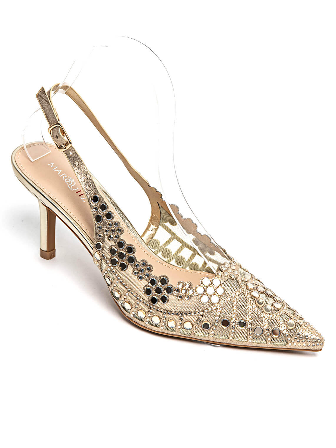 Mayorista Marquiiz - Slingbacks de charol con tacón de aguja y strass, noche