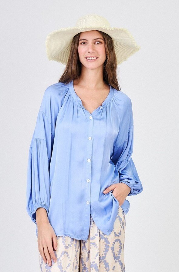 Grossiste Max & Enjoy (Vêtements) - Blouse oversize en soie mélangée effet satiné