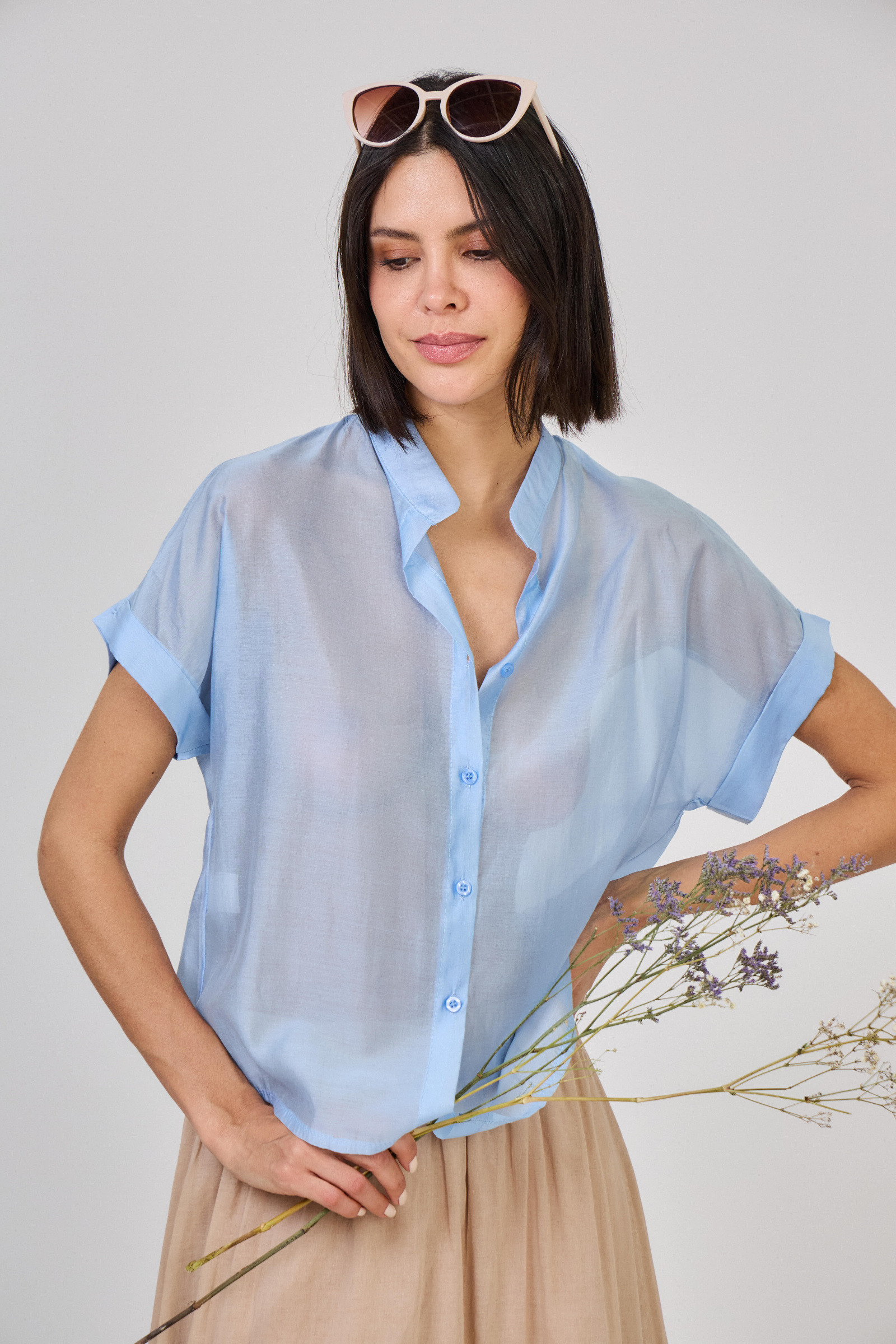 Großhändler Max & Enjoy (Vêtements) - Fließende Bluse aus Lyocell-Polyester-Mischung