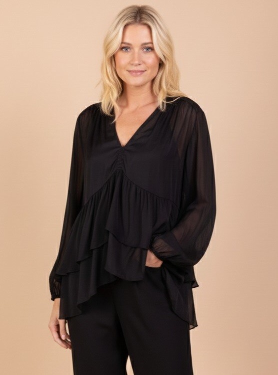 Grossiste Max & Enjoy (Vêtements) - Blouse en soie vaporeuse transparente
