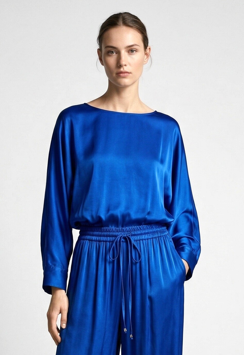 Grossiste Max & Enjoy (Vêtements) - Blouse manches 3/4, soie mélangée effet satiné