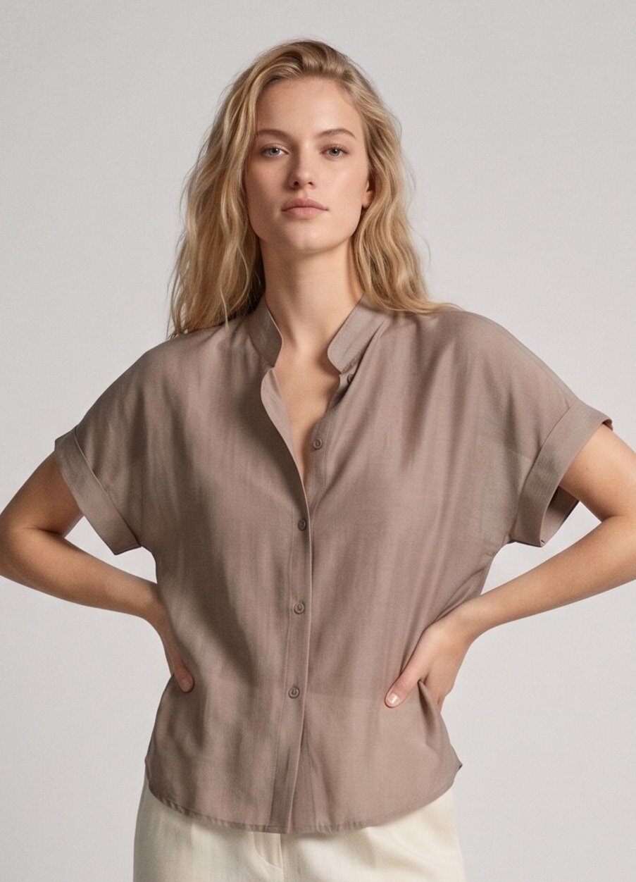 Großhändler Max & Enjoy (Vêtements) - Fließende Bluse aus Lyocell-Polyester-Mischung