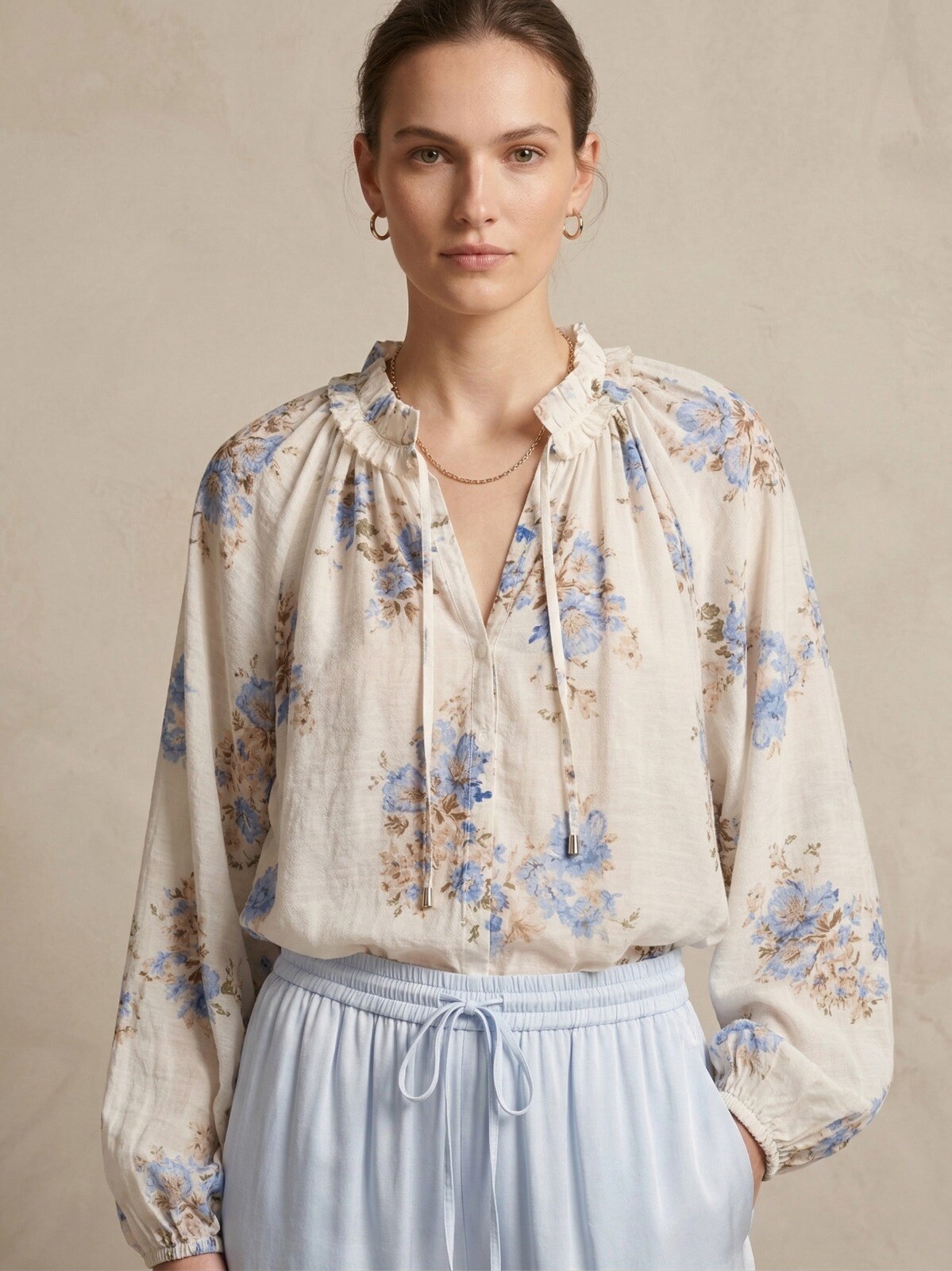 Grossiste Max & Enjoy (Vêtements) - Blouse fluide imprimée florale en lyocell mélange