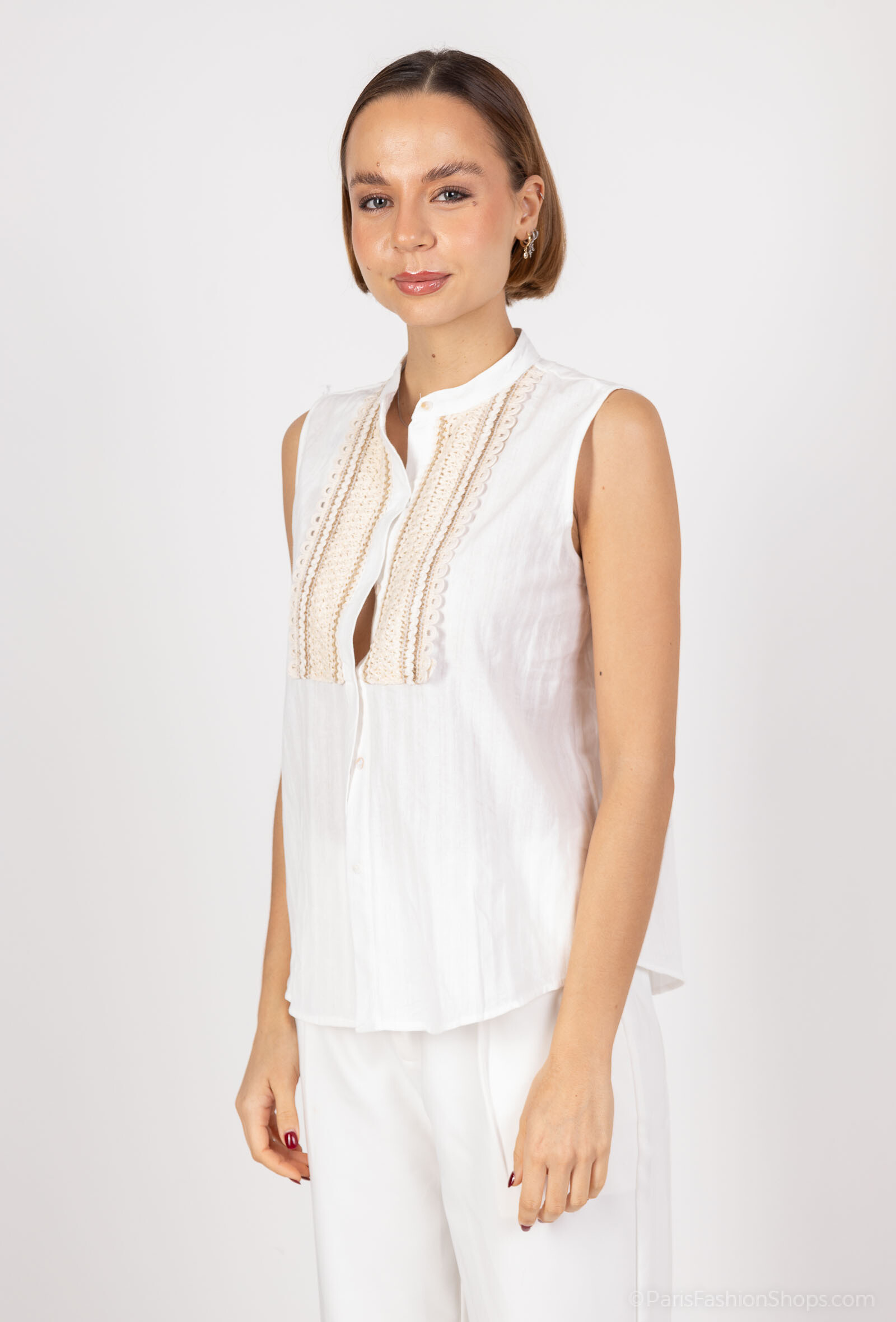 Grossista Max & Enjoy (Vêtements) - Camicetta fantasia senza maniche-ME708