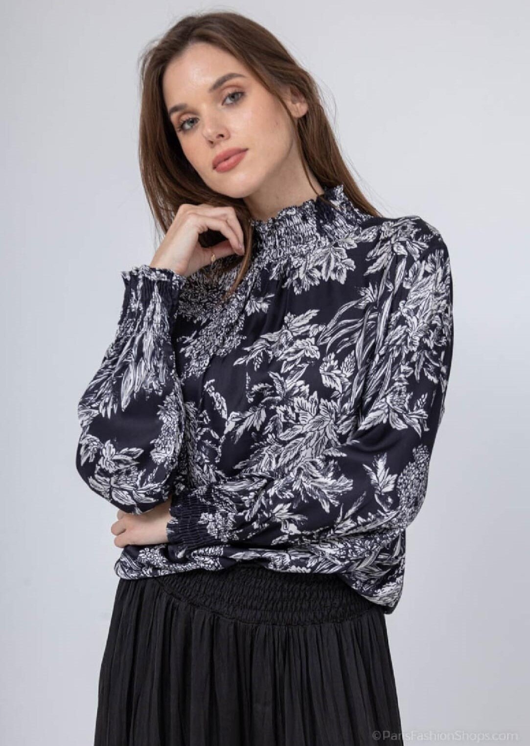 Wholesaler Max & Enjoy (Vêtements) - Printed blouse in a viscose and silk blend