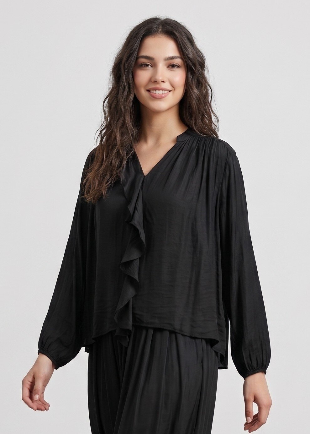 Mayorista Max & Enjoy (Vêtements) - Blusa de Mezcla de Seda con Efecto Vaporoso