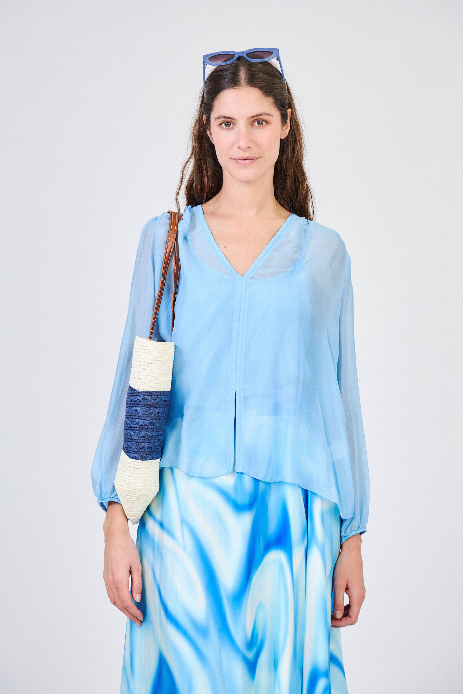 Großhändler Max & Enjoy (Vêtements) - Bluse aus gemischter Seide mit einem luftigen Effekt
