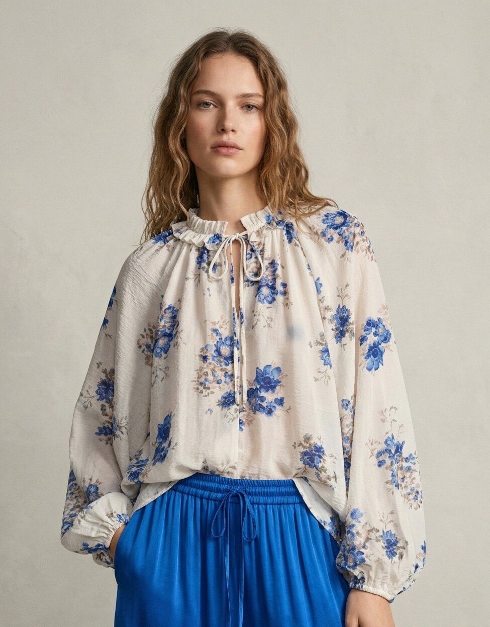 Grossiste Max & Enjoy (Vêtements) - Blouse fluide imprimée florale en lyocell mélange