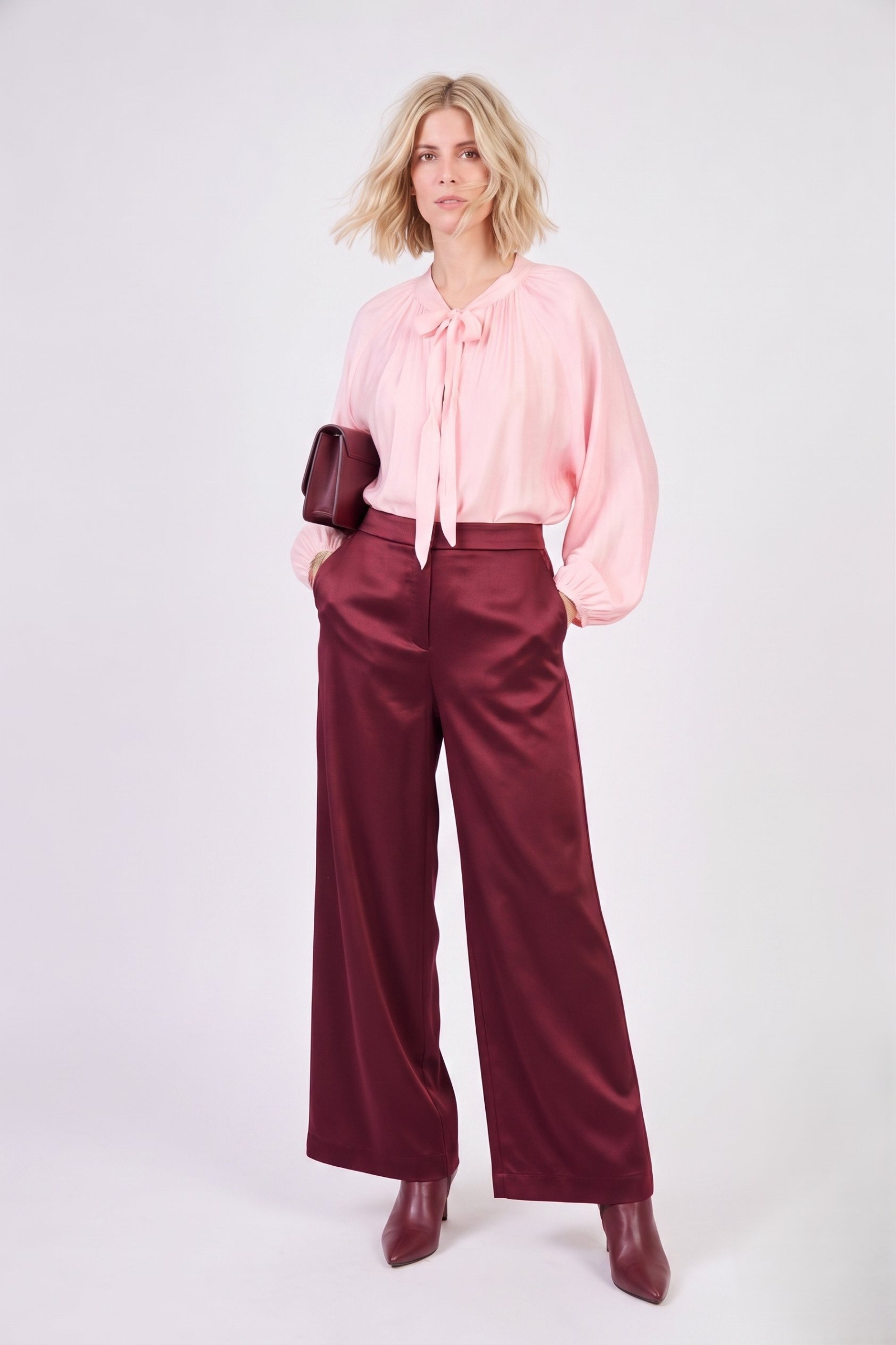 Großhändler Max & Enjoy (Vêtements) - Lavallière-Bluse mit Rundhals-Schleife aus Seidenmischung