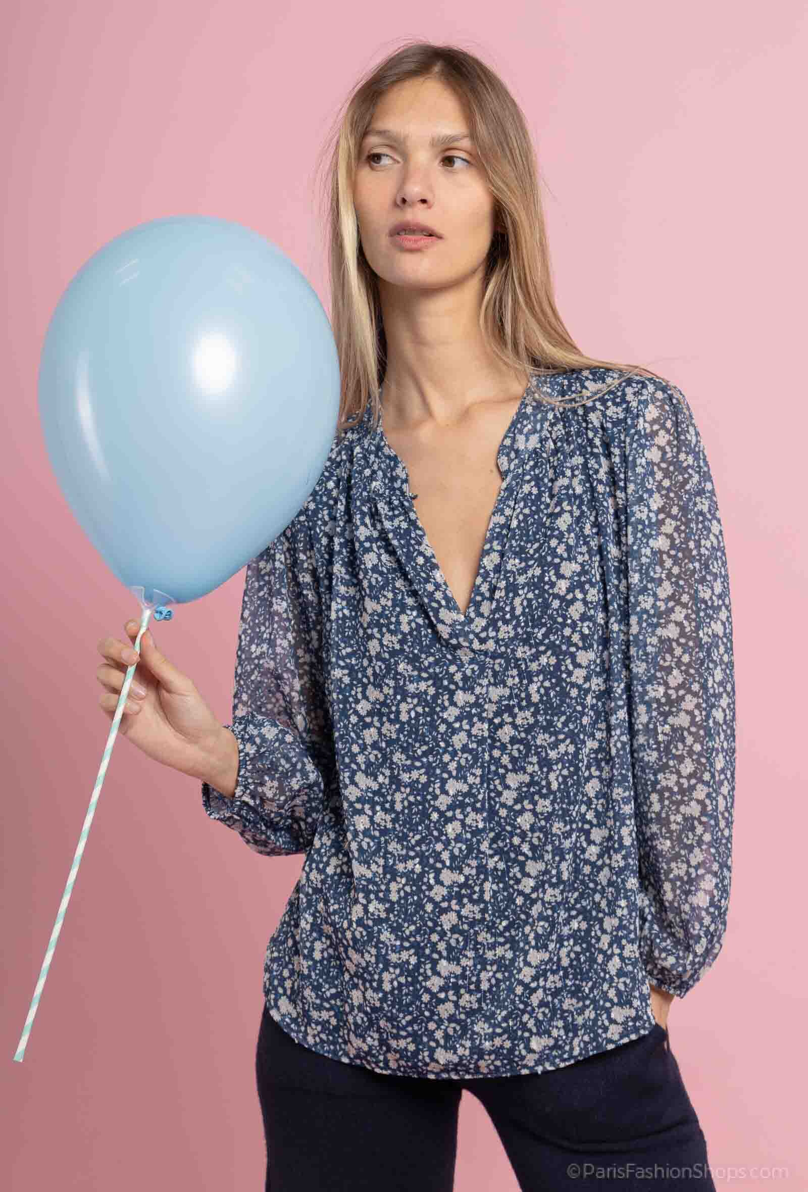 Großhändler Max & Enjoy (Vêtements) - Bluse mit Mao-Kragen und floralem Liberty-Muster