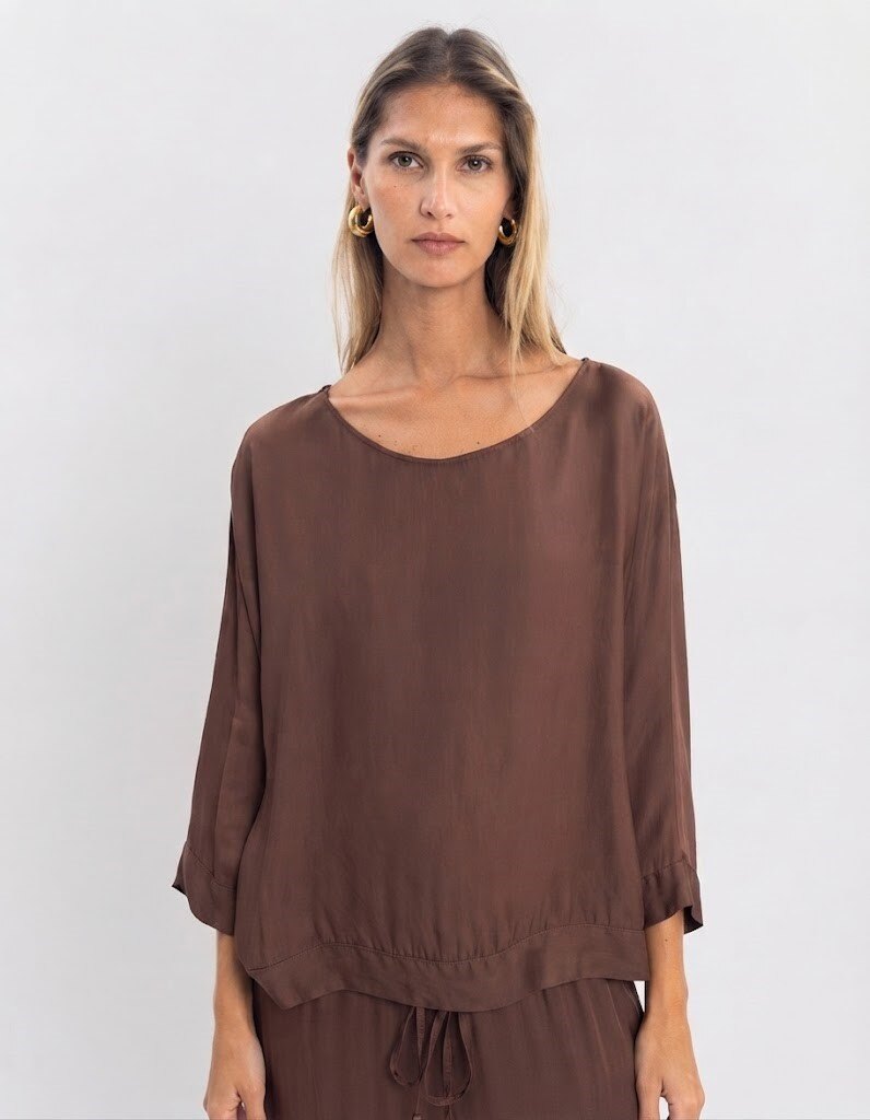 Mayorista Max & Enjoy (Vêtements) - Blusa fluida de seda mezclada satinada