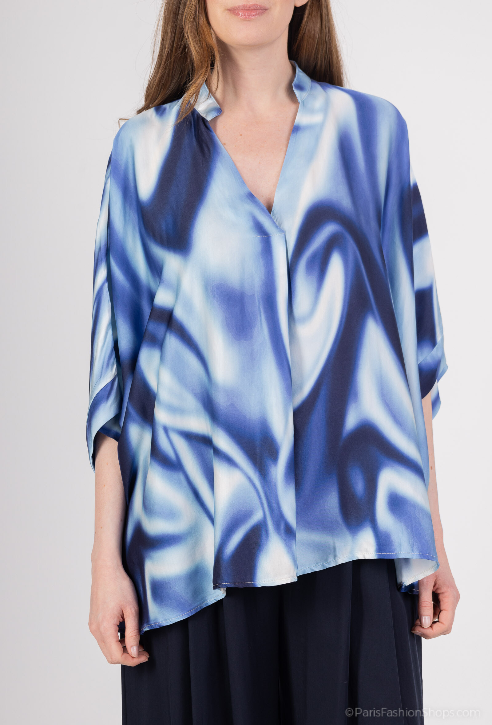 Grossista Max & Enjoy (Vêtements) - Blusa lunga oversize stampata TIE AND DYE-8777