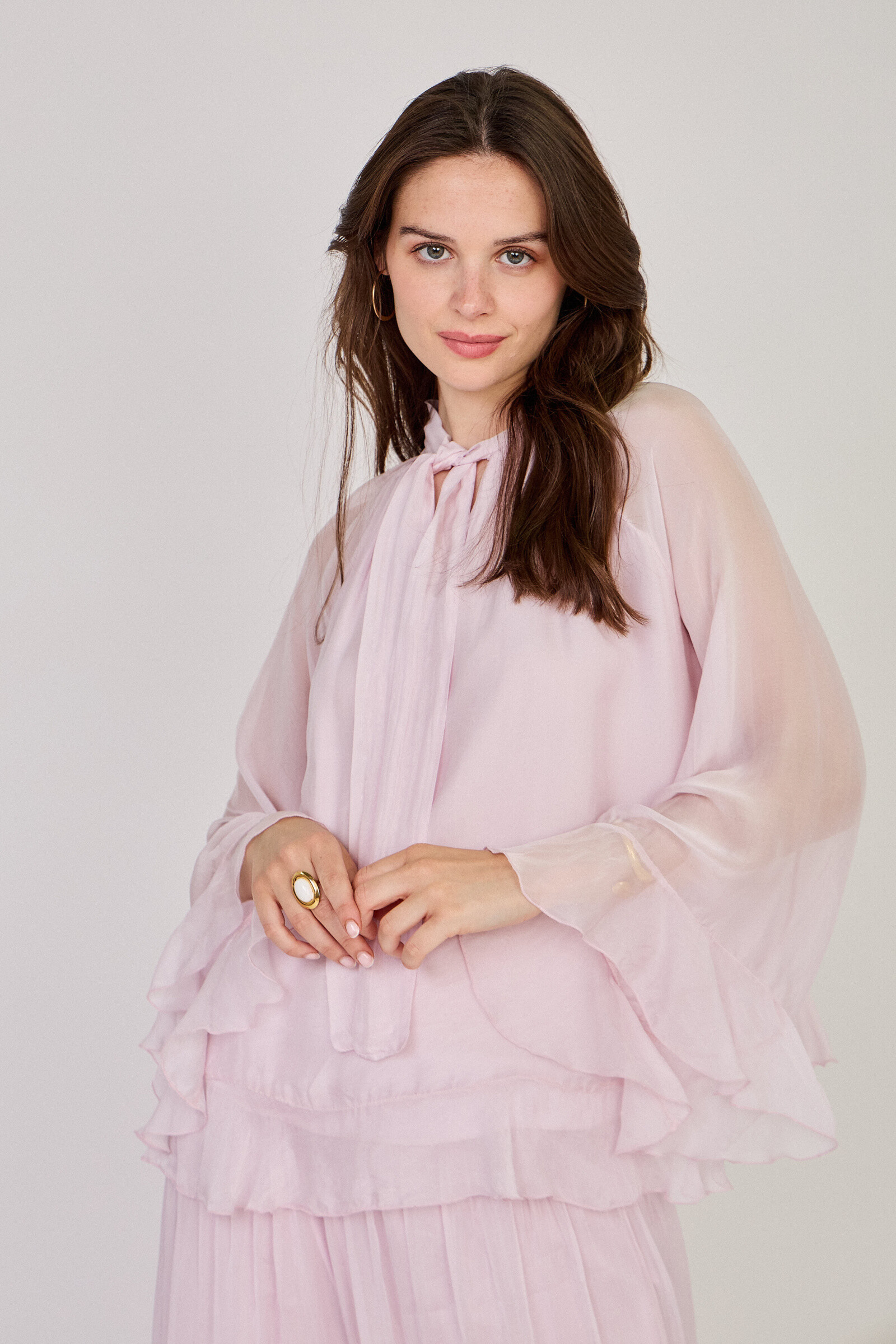 Großhändler Max & Enjoy (Vêtements) - Bluse aus gemischter Seide mit einem luftigen Effekt