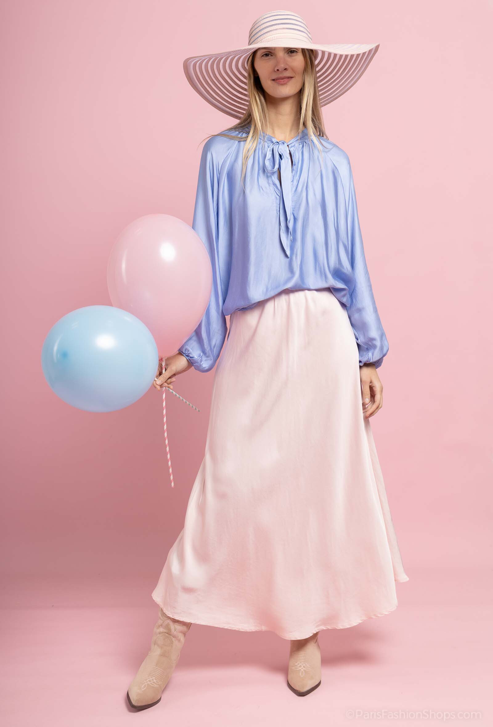 Mayorista Max & Enjoy (Vêtements) - Blusa lavallic de manga larga, con nudo de seda mixta