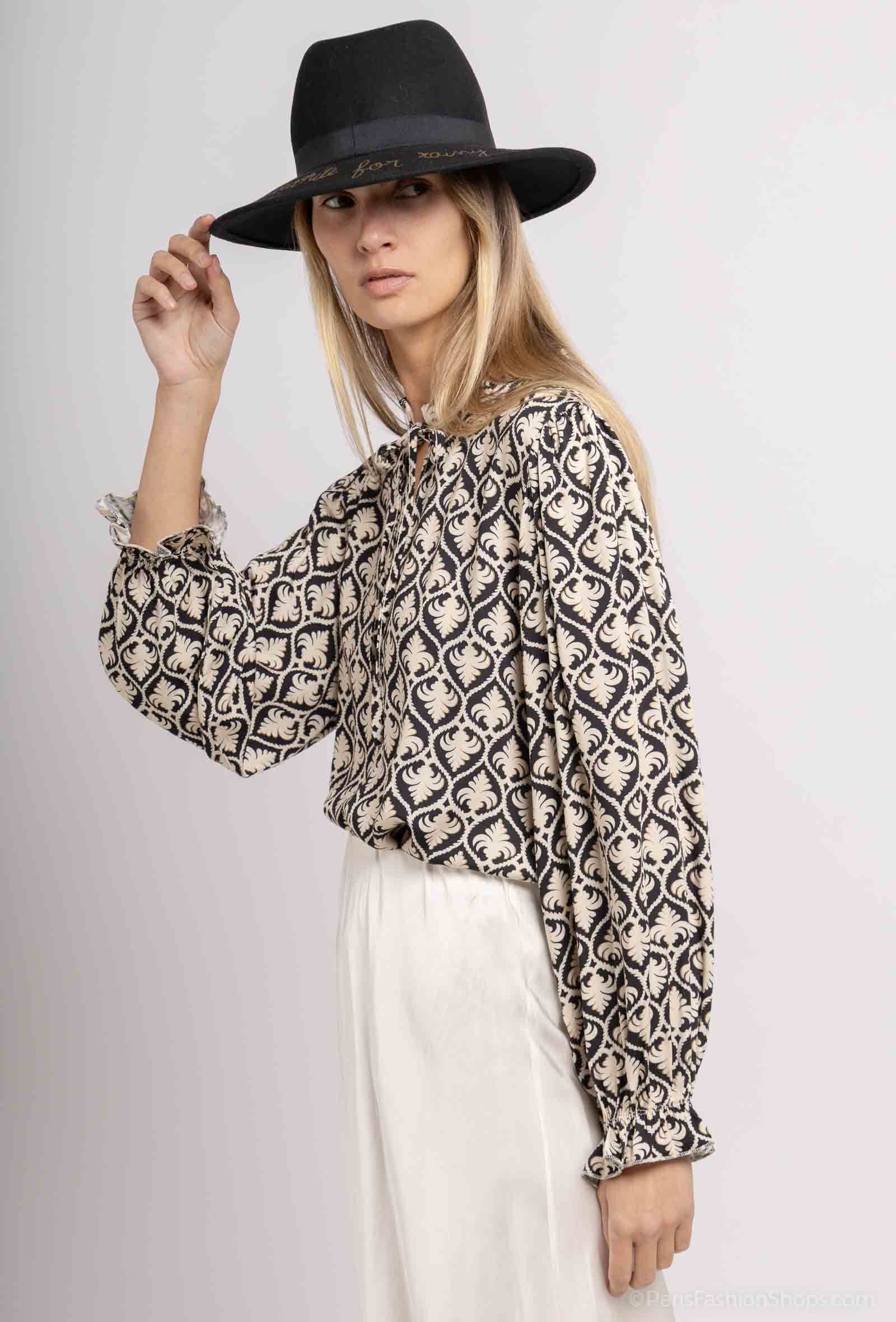 Grossiste Max & Enjoy (Vêtements) - Blouse imprimée col froufrou
