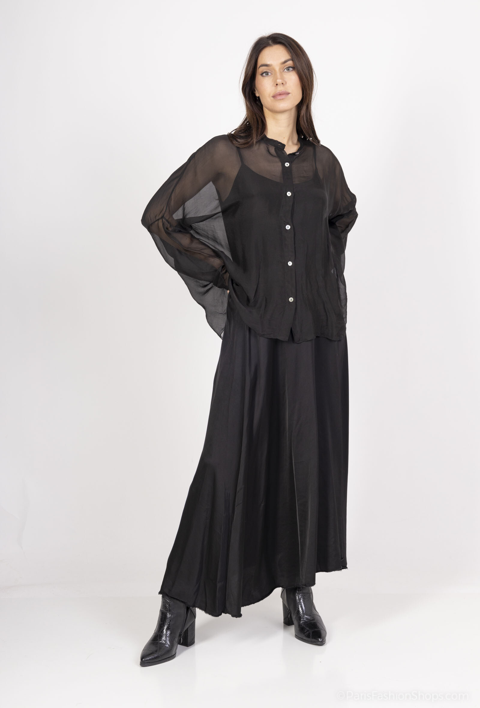 Wholesaler Max & Enjoy (Vêtements) - Silk blend blouse with buttons, with a separate tank top
