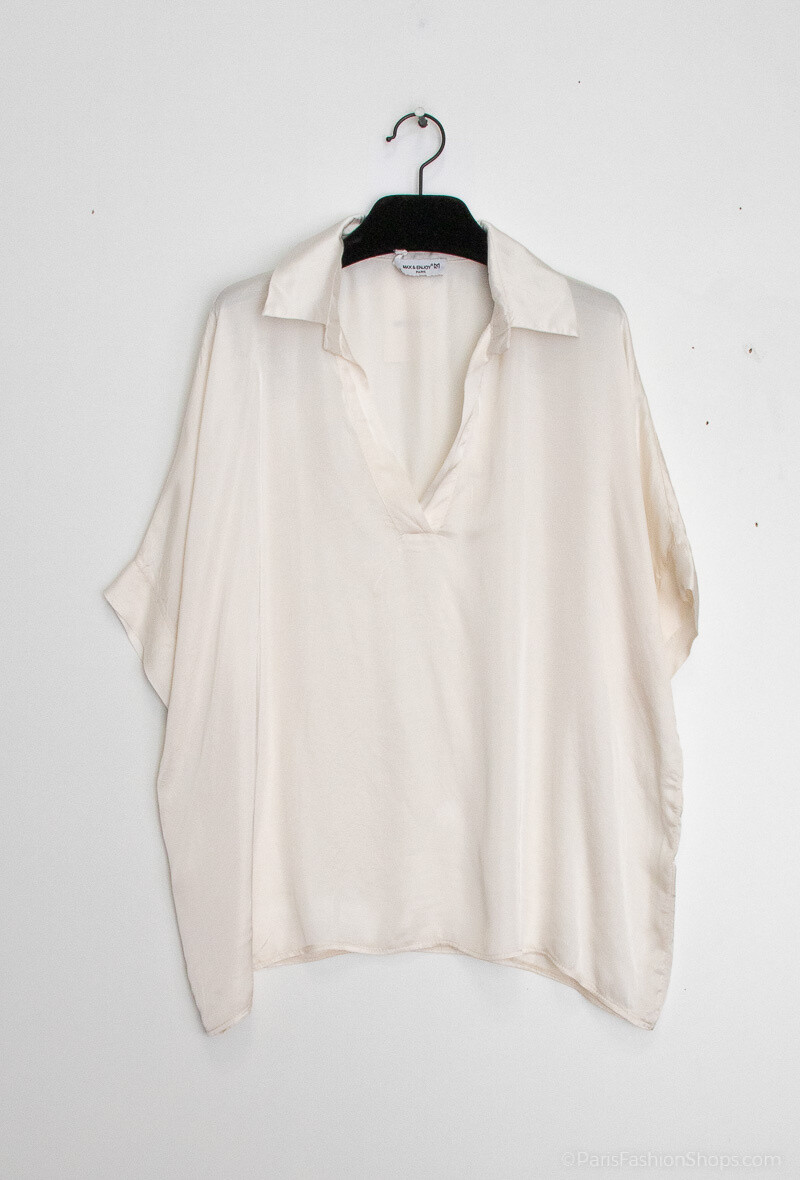 Großhändler Max & Enjoy (Vêtements) - Uversize United Bluse Shirt V, in gemischter Seide-7607