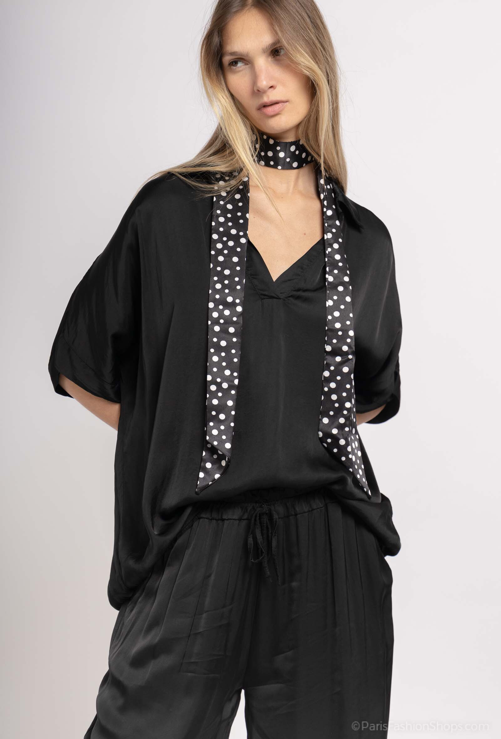 Grossista Max & Enjoy (Vêtements) - Uversize United Blouse Shirt V, in seta mista-7607