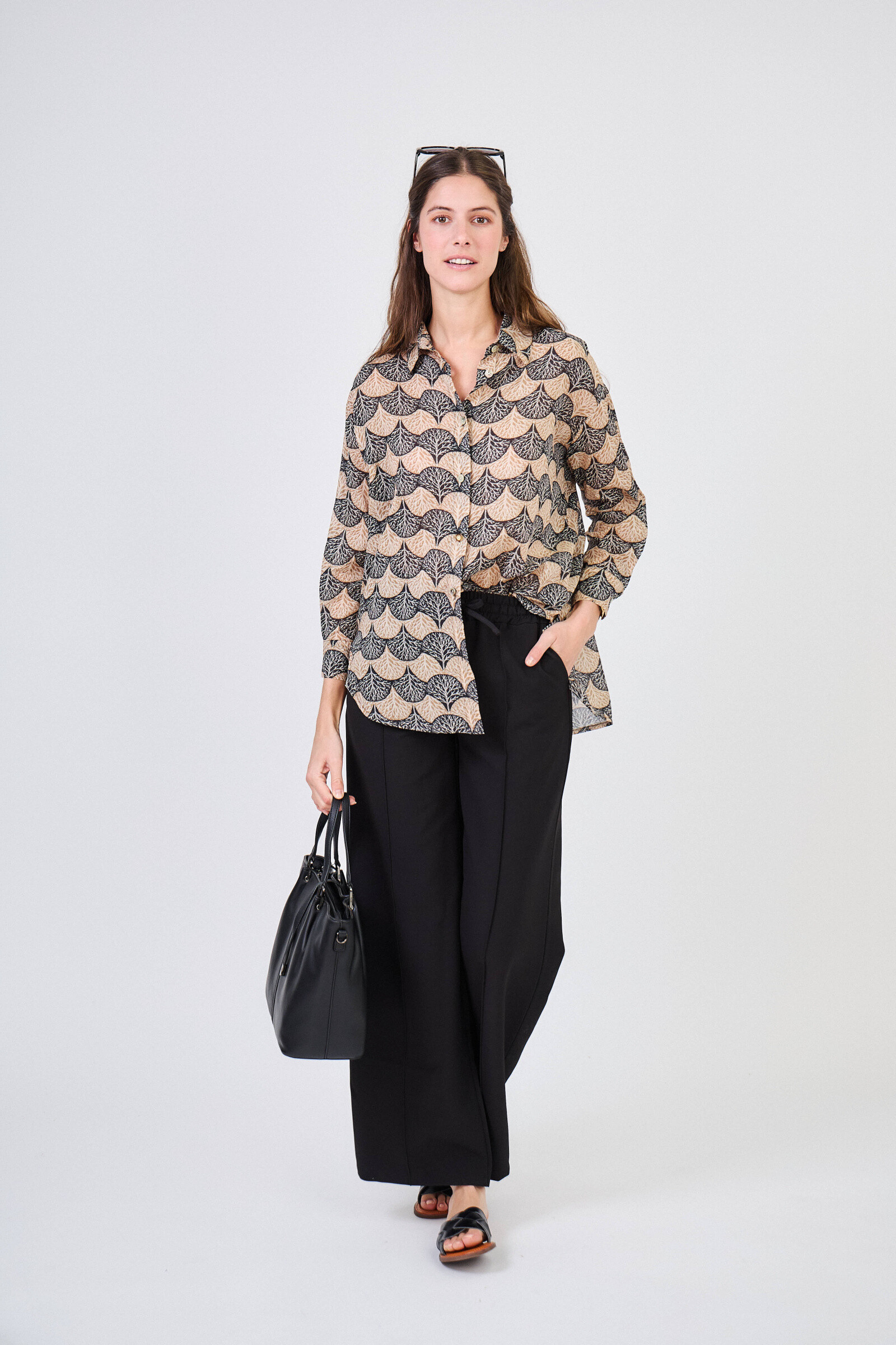 Grossista Max & Enjoy (Vêtements) - Camicia a maniche lunghe con motivi "albero della vita", cotone, fine del tocco di seta