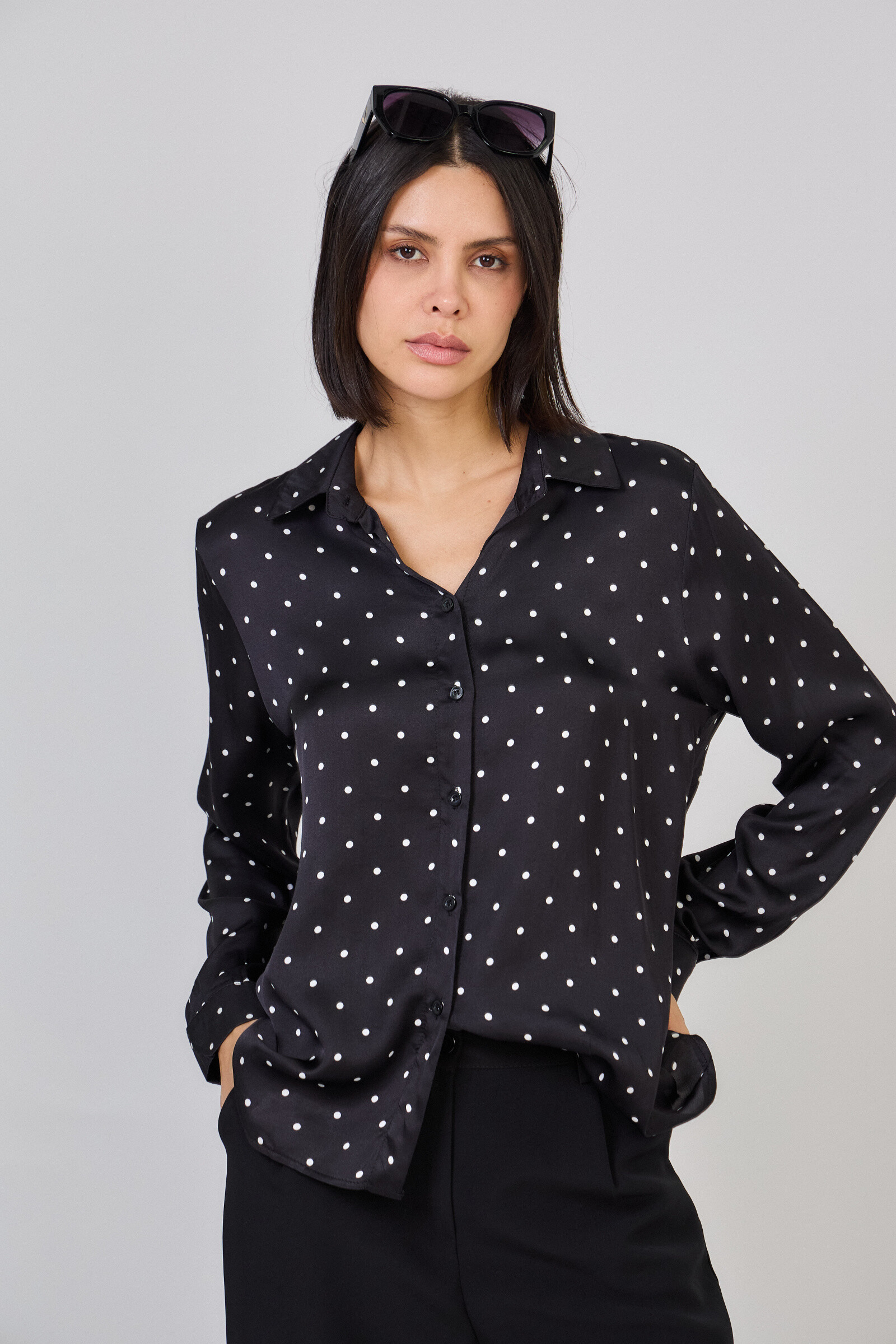 Mayorista Max & Enjoy (Vêtements) - Camisa impresa de Pois, mangas largas