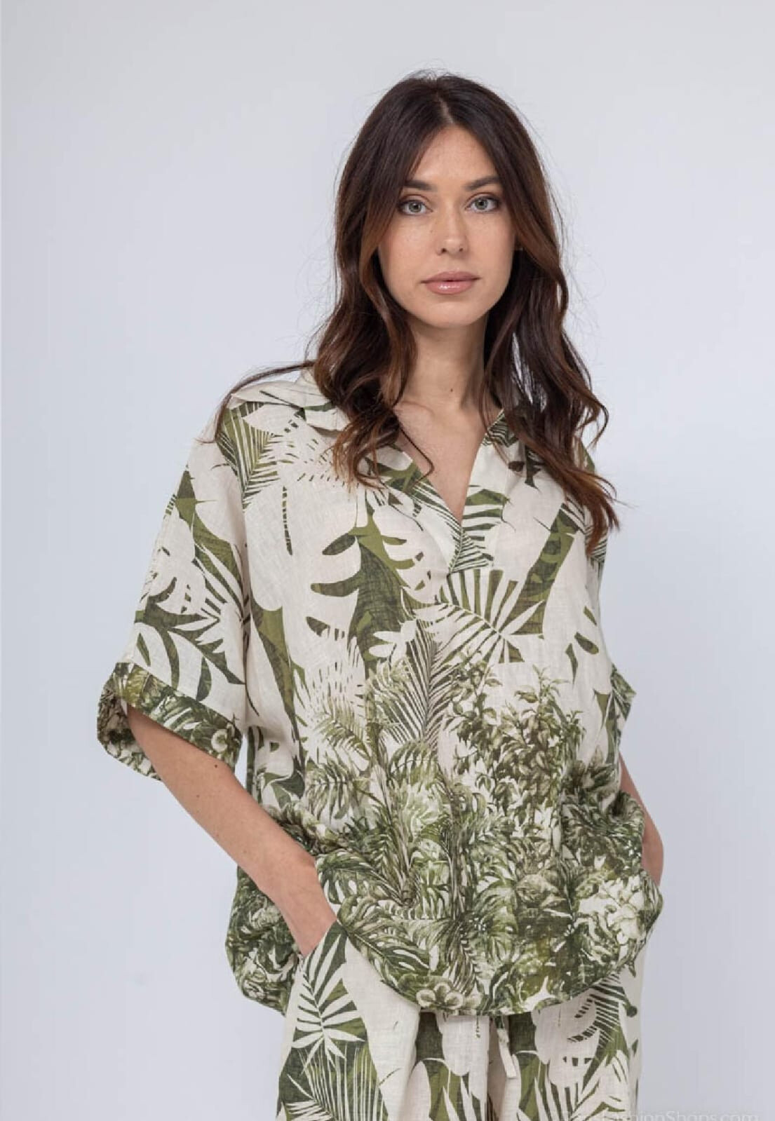 Mayorista Max & Enjoy (Vêtements) - Camisa de lino estampado tropical