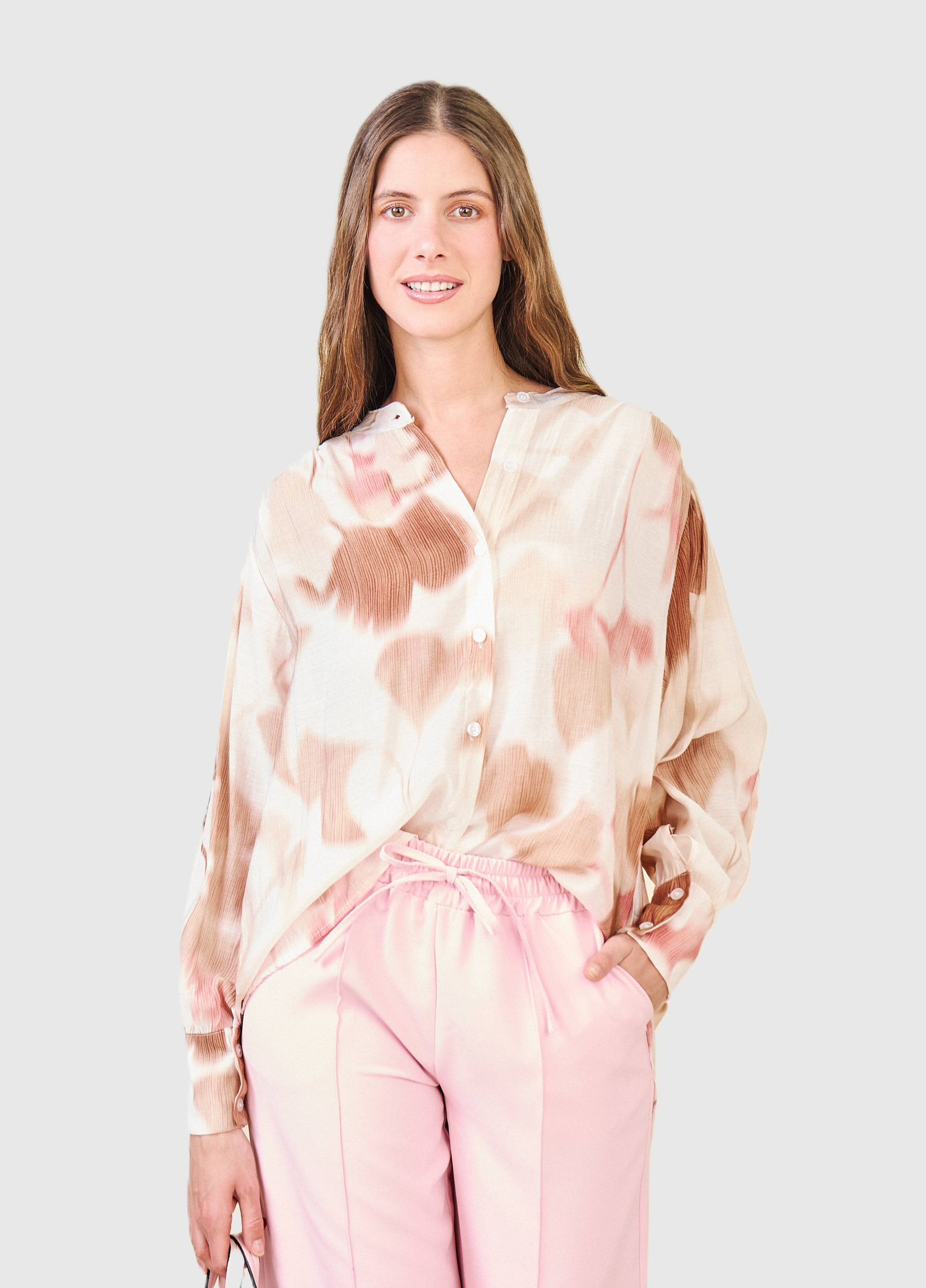 Großhändler Max & Enjoy (Vêtements) - Langes Hemd mit GINKGO-BLUMEN-Print