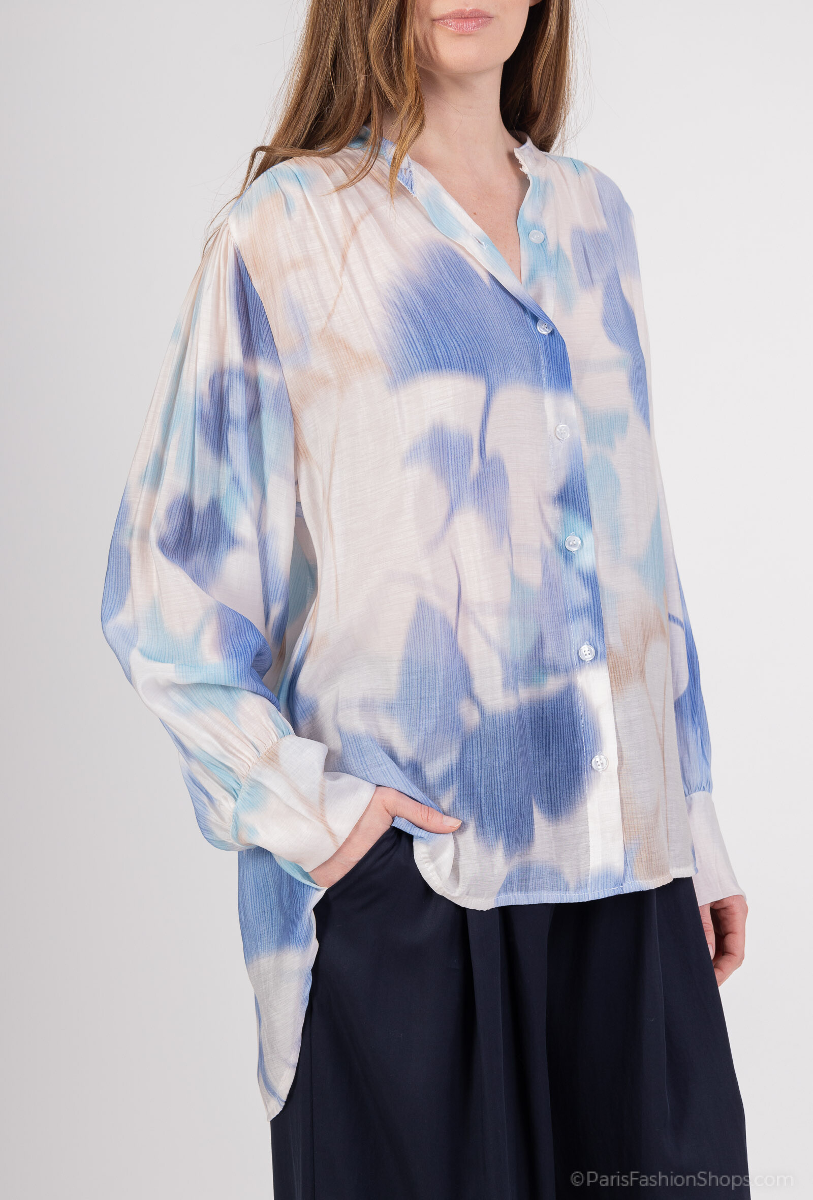 Grossista Max & Enjoy (Vêtements) - Stampa "Flowers ginkgo" del colletto mao lungo stampato