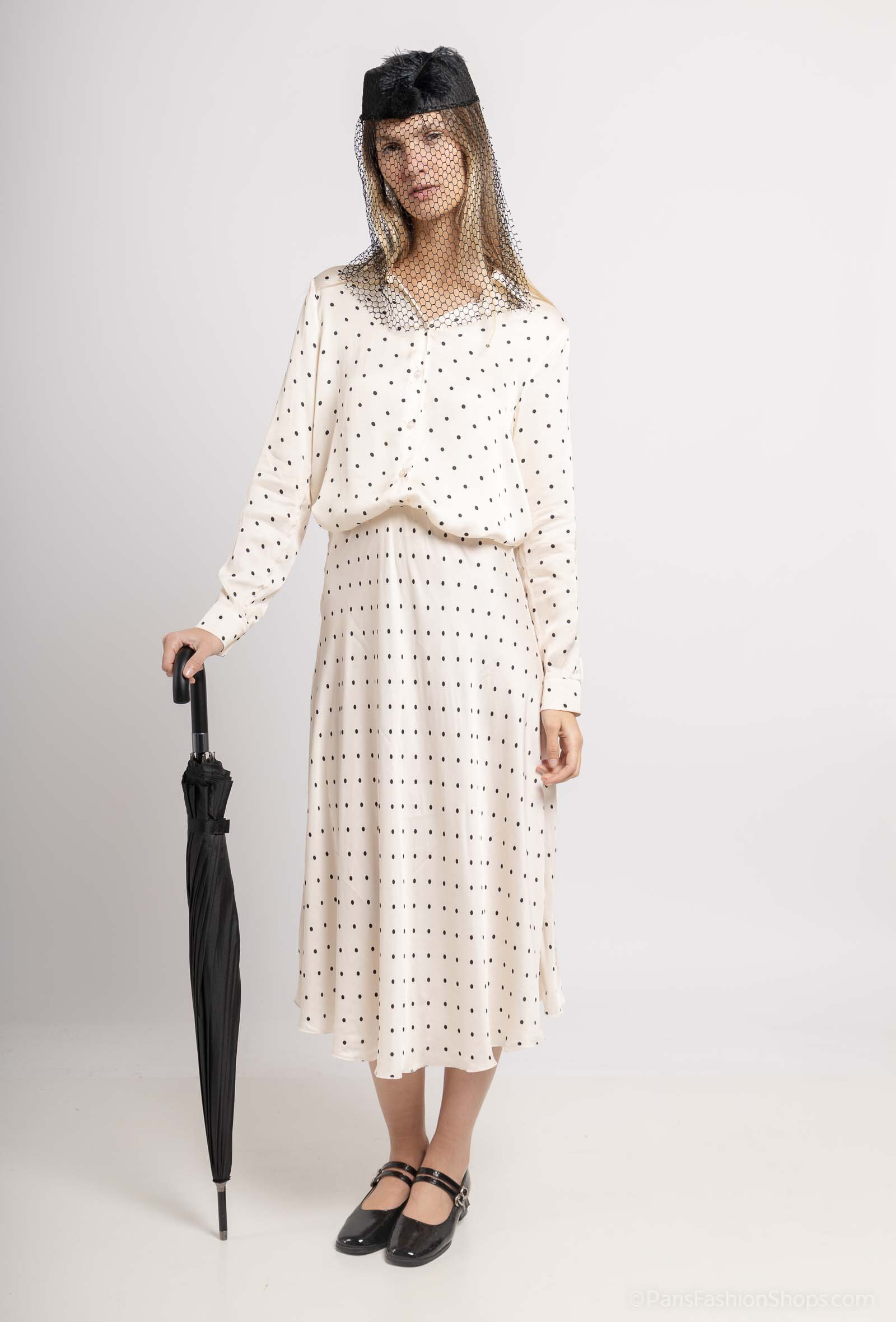 Grossiste Max & Enjoy (Vêtements) - OUFIT(Set total look) Ensemble chemise et jupe "IMPRIMÉ  POIS"