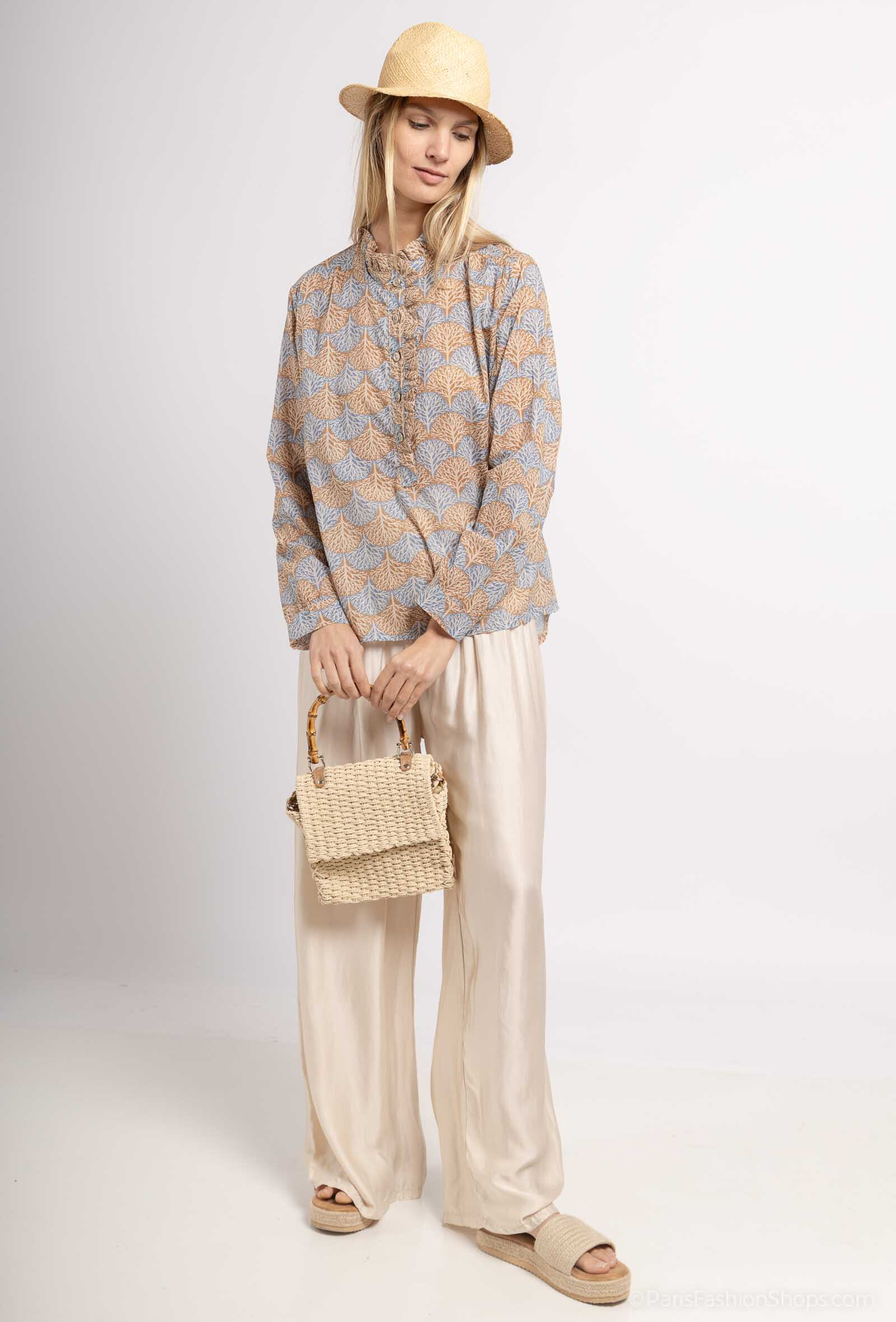 Wholesaler Max & Enjoy (Vêtements) - Outfit (total look set) printed "tree of life" blouse and pants