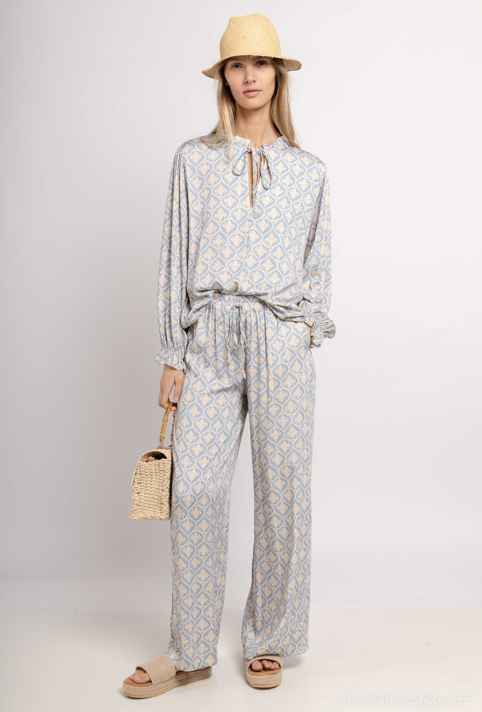 Grossiste Max & Enjoy (Vêtements) - OUTFIT (set total look)- Ensemble imprimé ARABESQUES : Blouse et pantalon