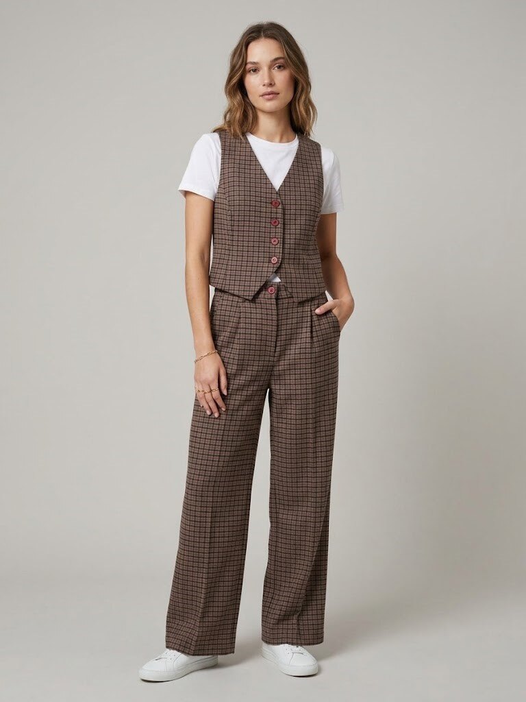 Wholesaler Max & Enjoy (Vêtements) - Plaid suit set – vest & trousers
